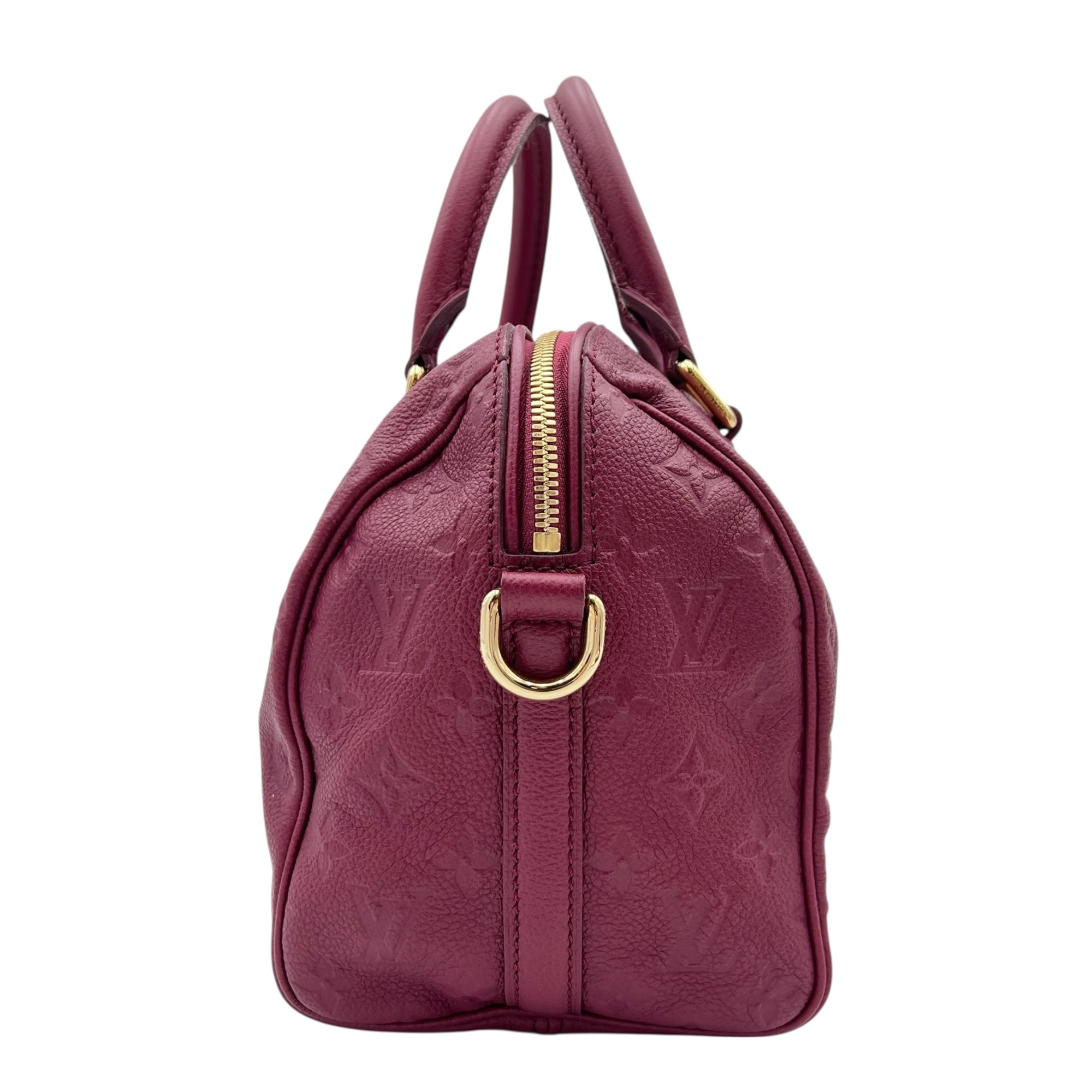 Speedy Bandouliere Top Handle Bag Red in Monogram Empreinte Leather, Gold hardware - Image 4