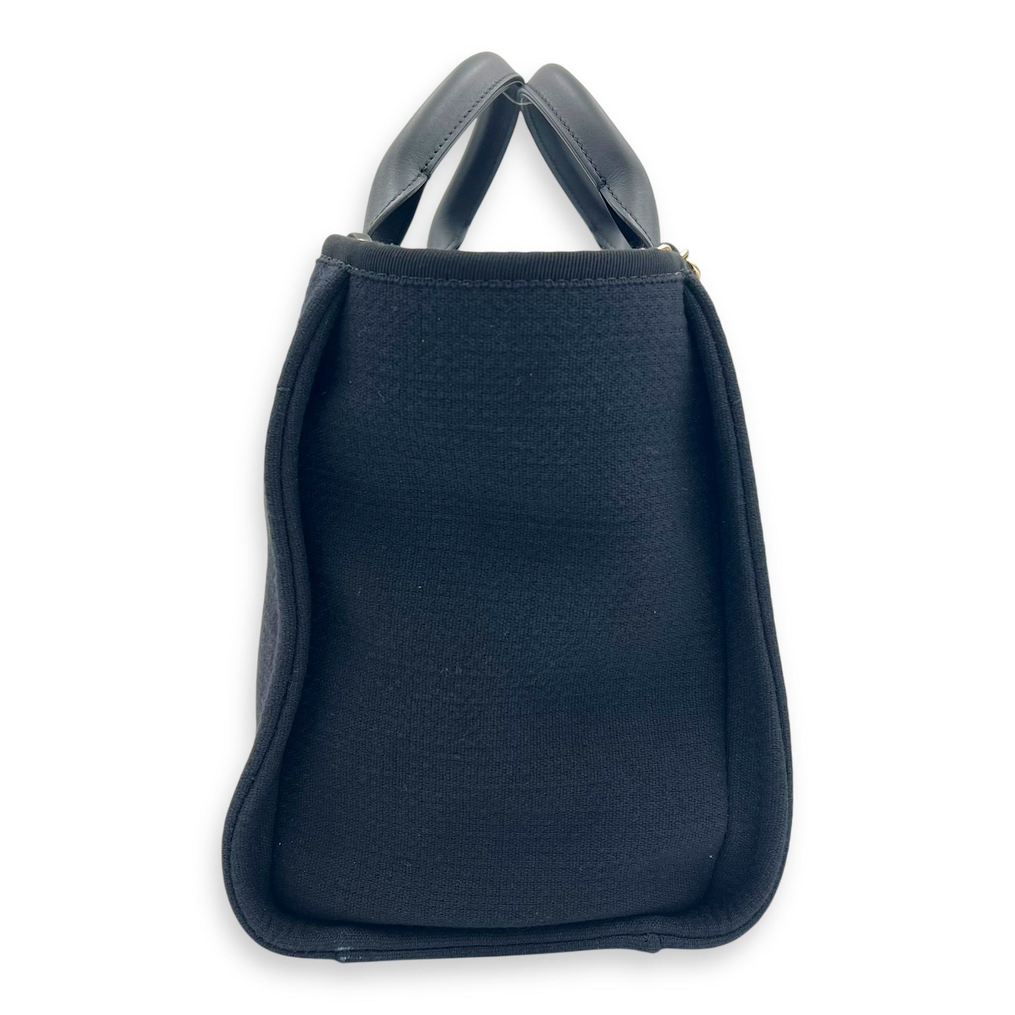 Deauville Tote Bag Black in Canvas, Gold hardware - Image 4