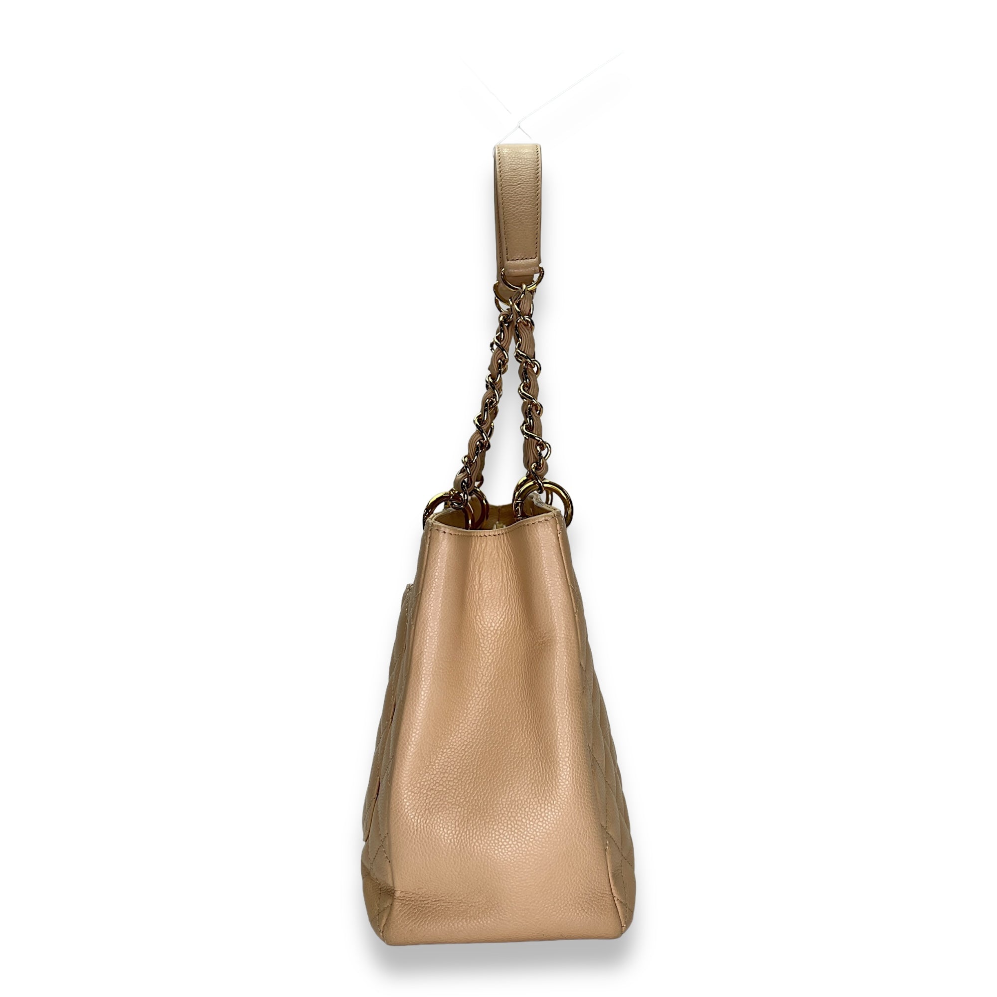 GST Beige Shoulder Bag in Caviar Leather, Gold hardware - Image 5
