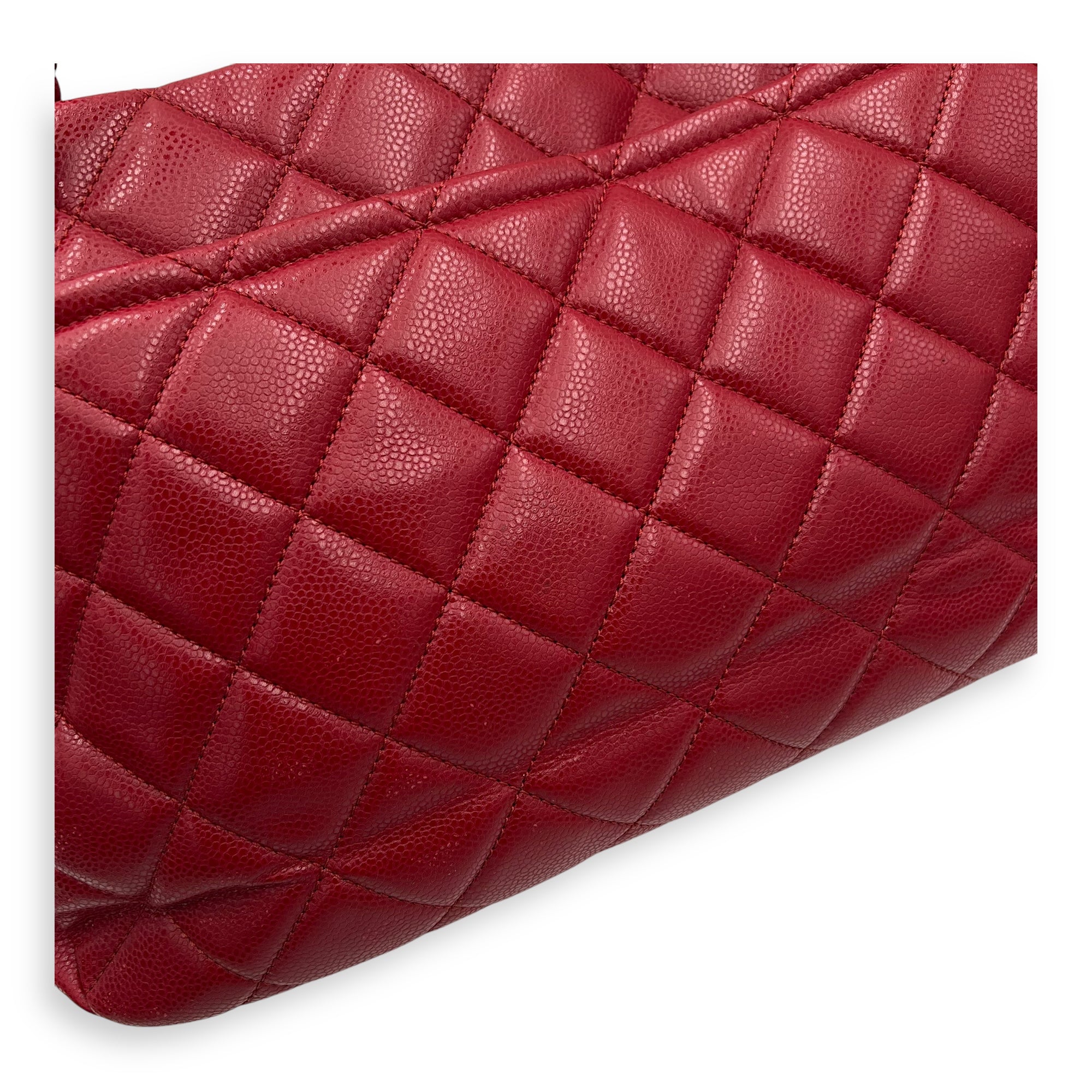 CC Shoulder Bag Red in Caviar Leather, Silver hardware - Image 13