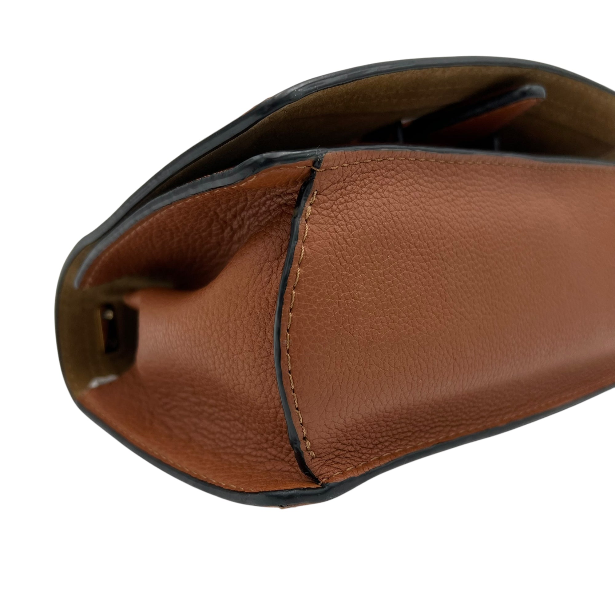 Barcelona Crossbody Bag Brown in Calfskin, Gold hardware - Image 12