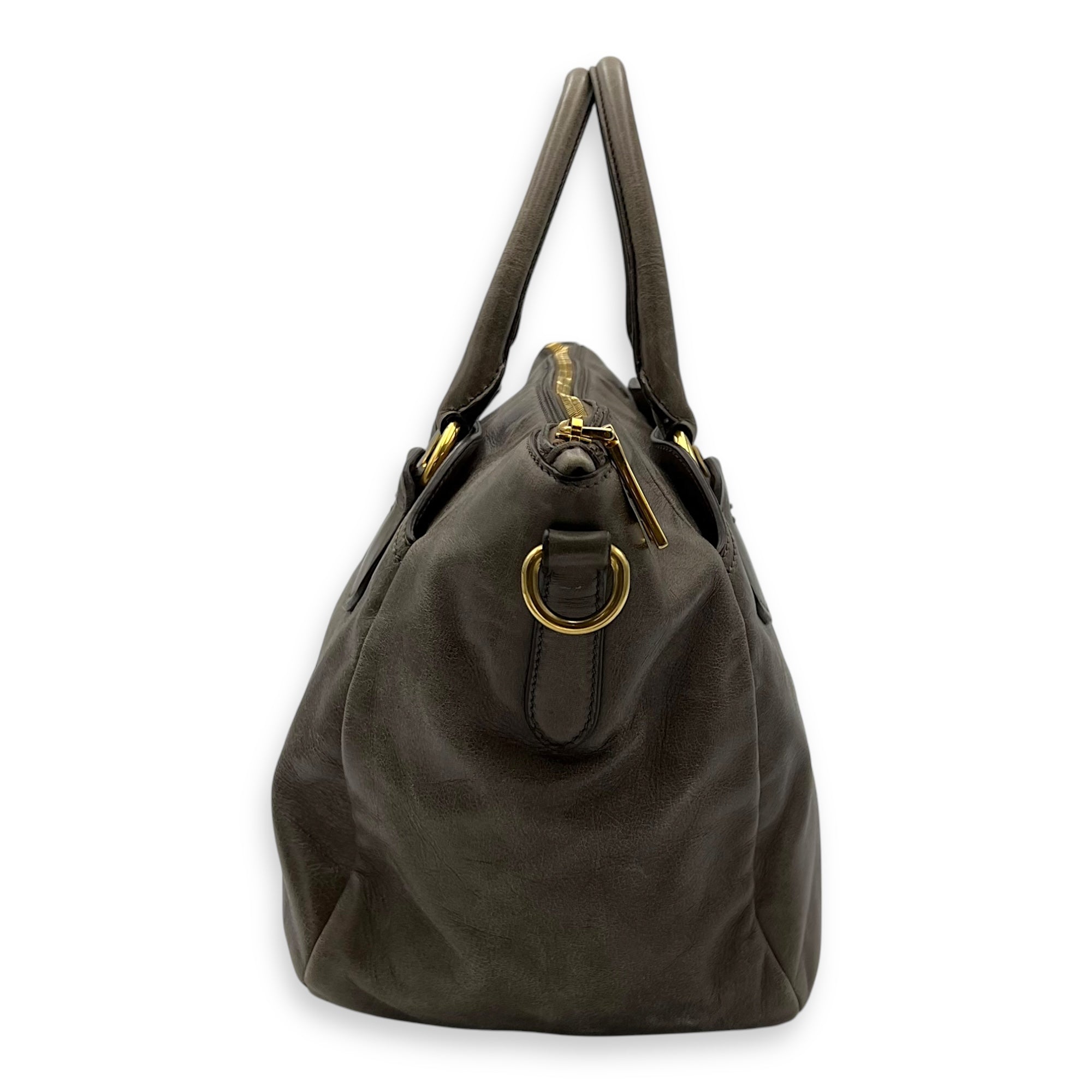 2 way bag Top Handle Bag Brown in Calfskin, Gold hardware - Image 5