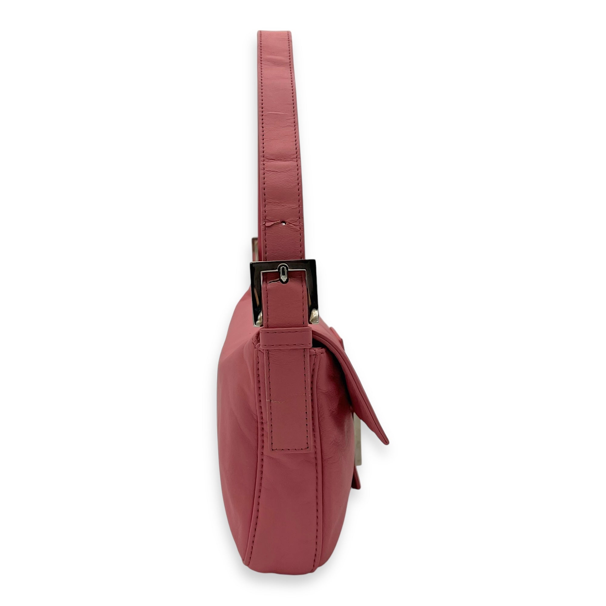 Baguette Shoulder Bag Pink in Calfskin, Silver hardware - Image 5