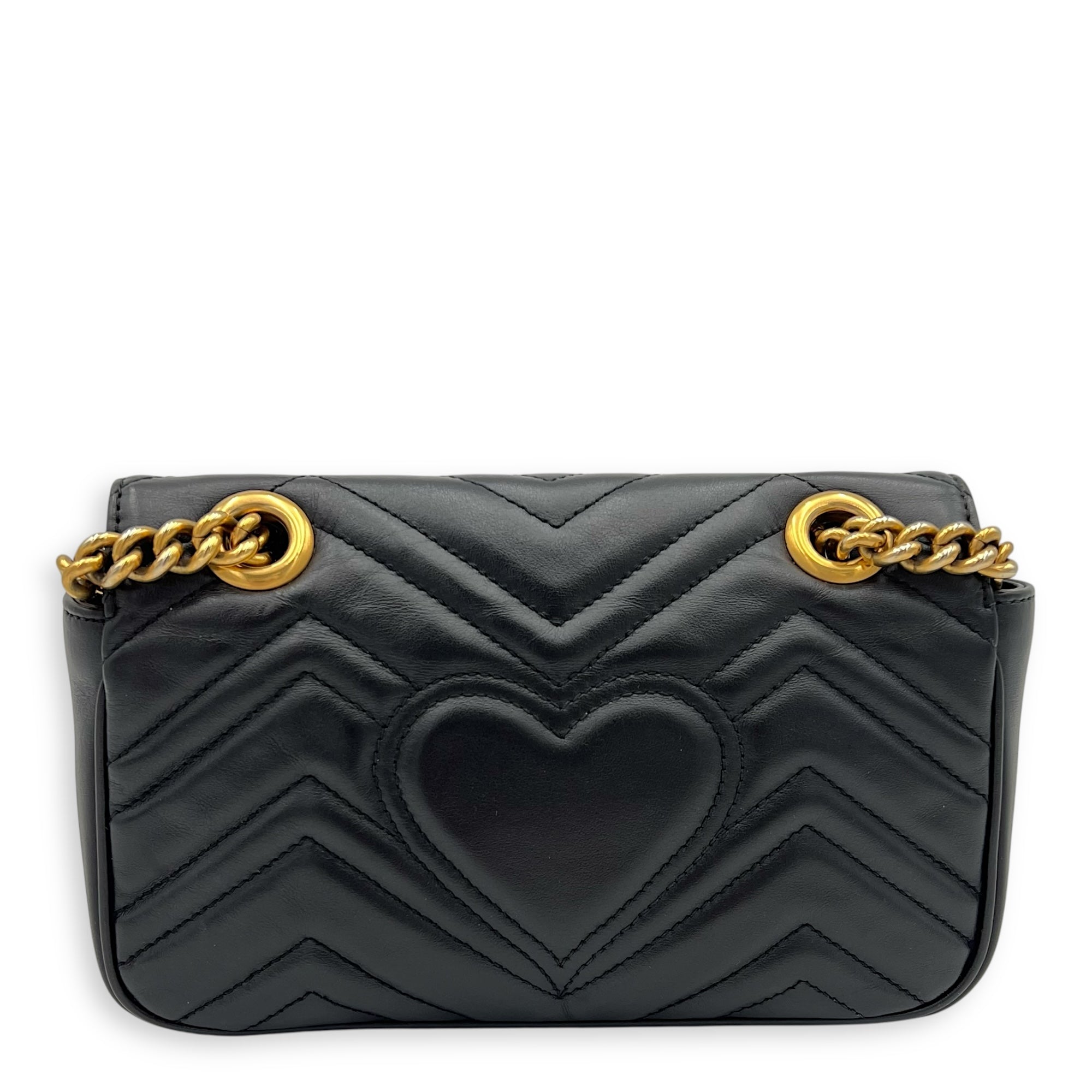 GG Marmont Shoulder Bag Mini Black in Calfskin, Gold hardware - Image 3
