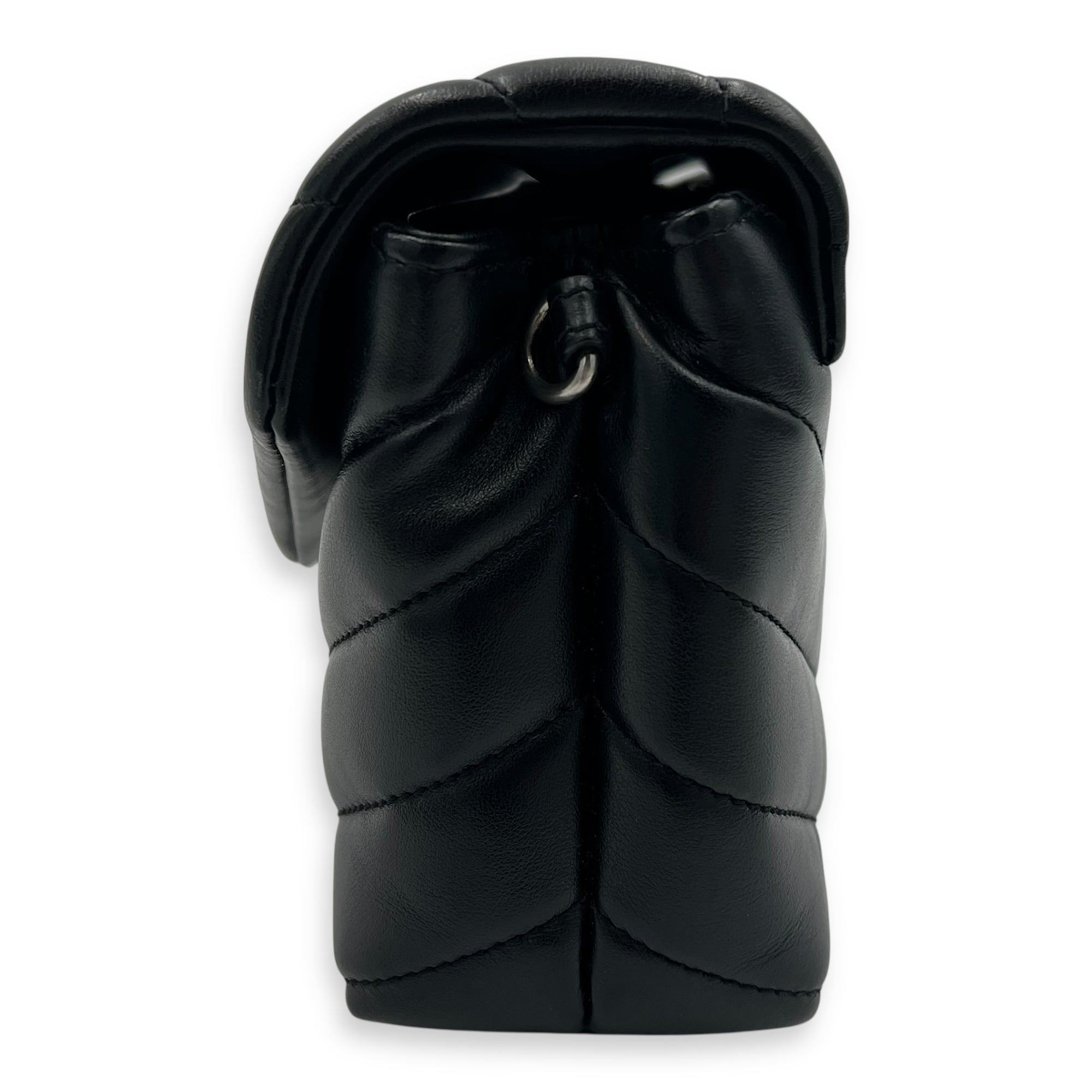 Loulou Toy Black Crossbody Bag in Calfskin, Silver hardware - Image 5