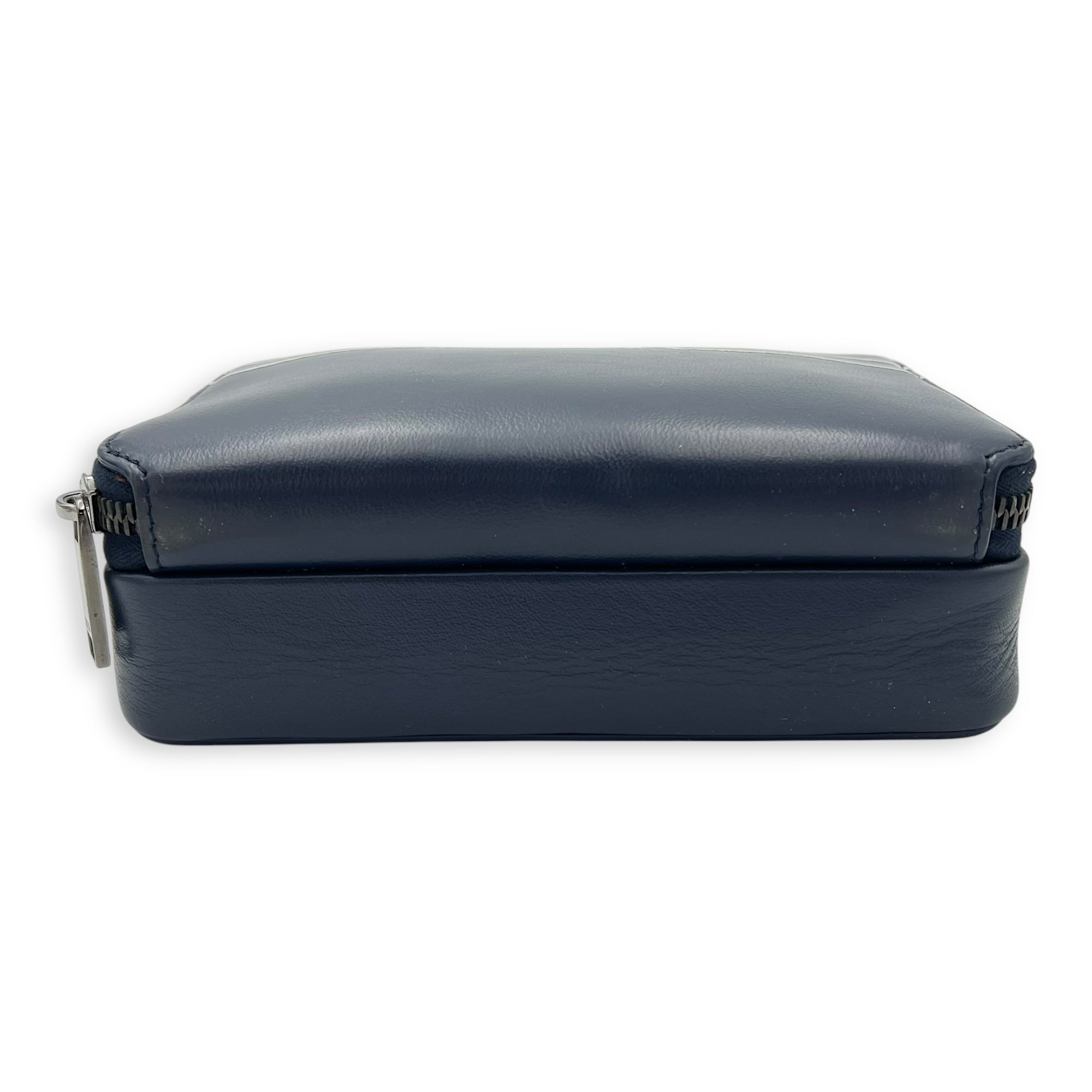 x Descente Double Zip Blue Crossbody Bag in Calfskin, Silver hardware - Image 6