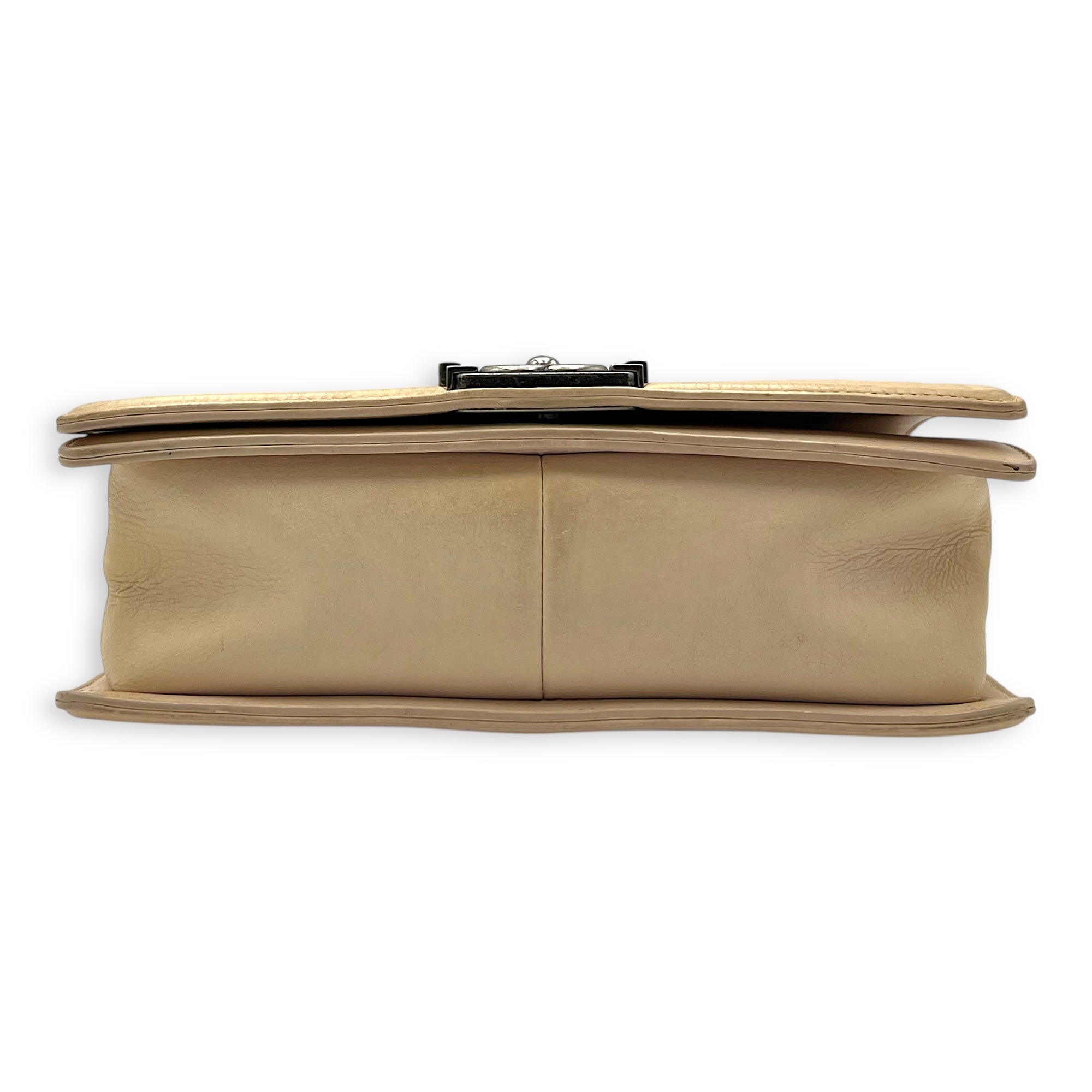 Boy Crossbody Bag Medium Beige in Calfskin, Silver hardware - Image 6