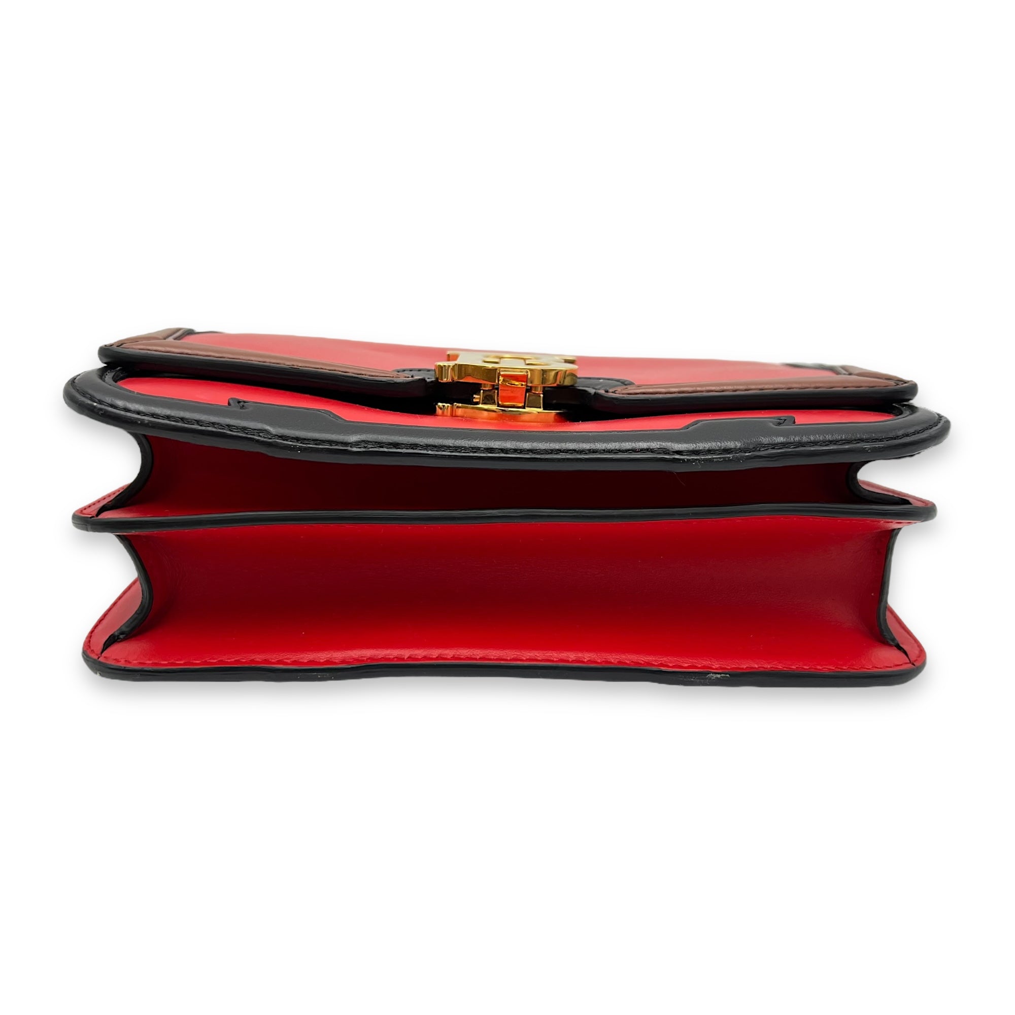 TB Red Crossbody Bag in Calfskin, Gold hardware - Image 4