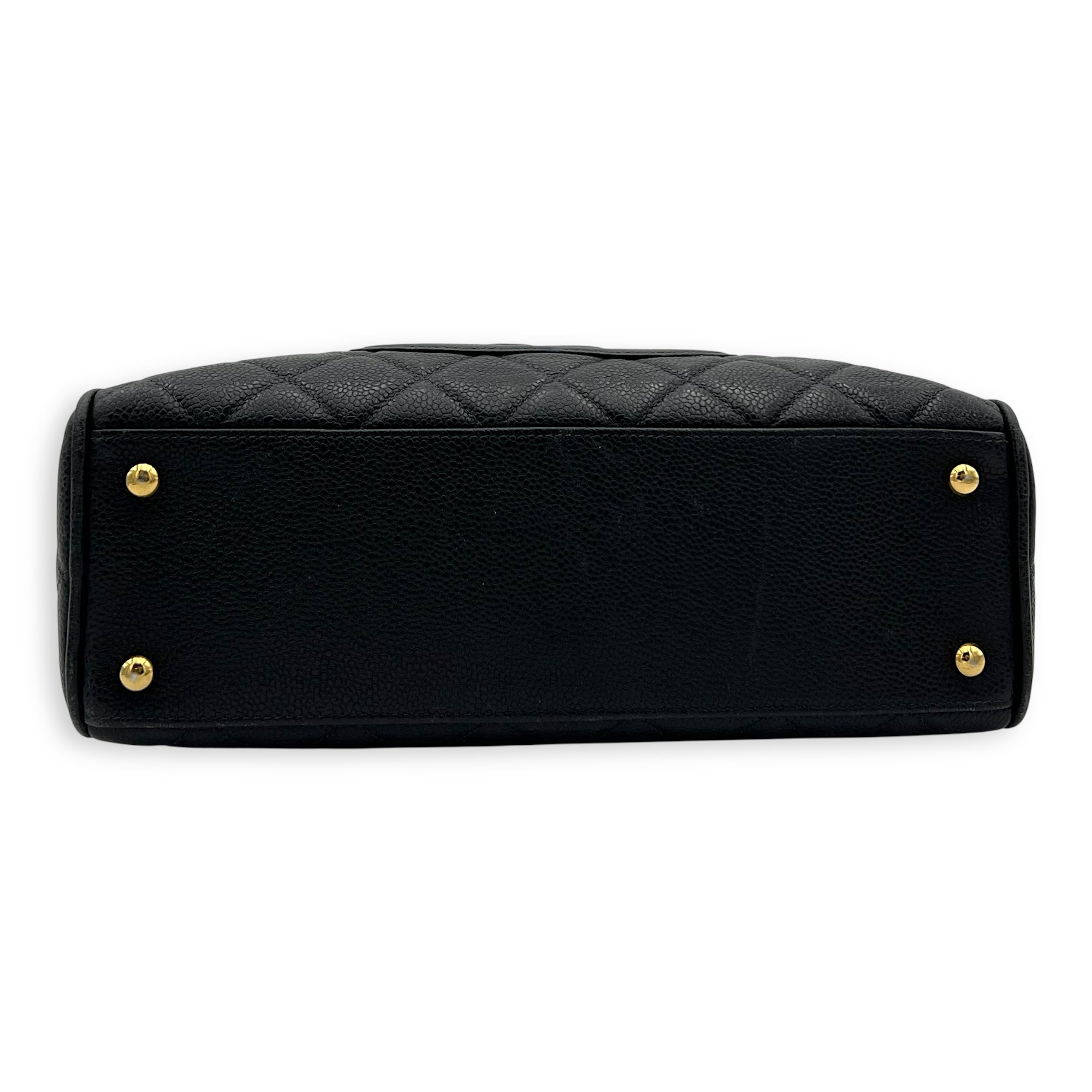 Vintage Top Handle Bag Black in Caviar Leather, Gold hardware - Image 6