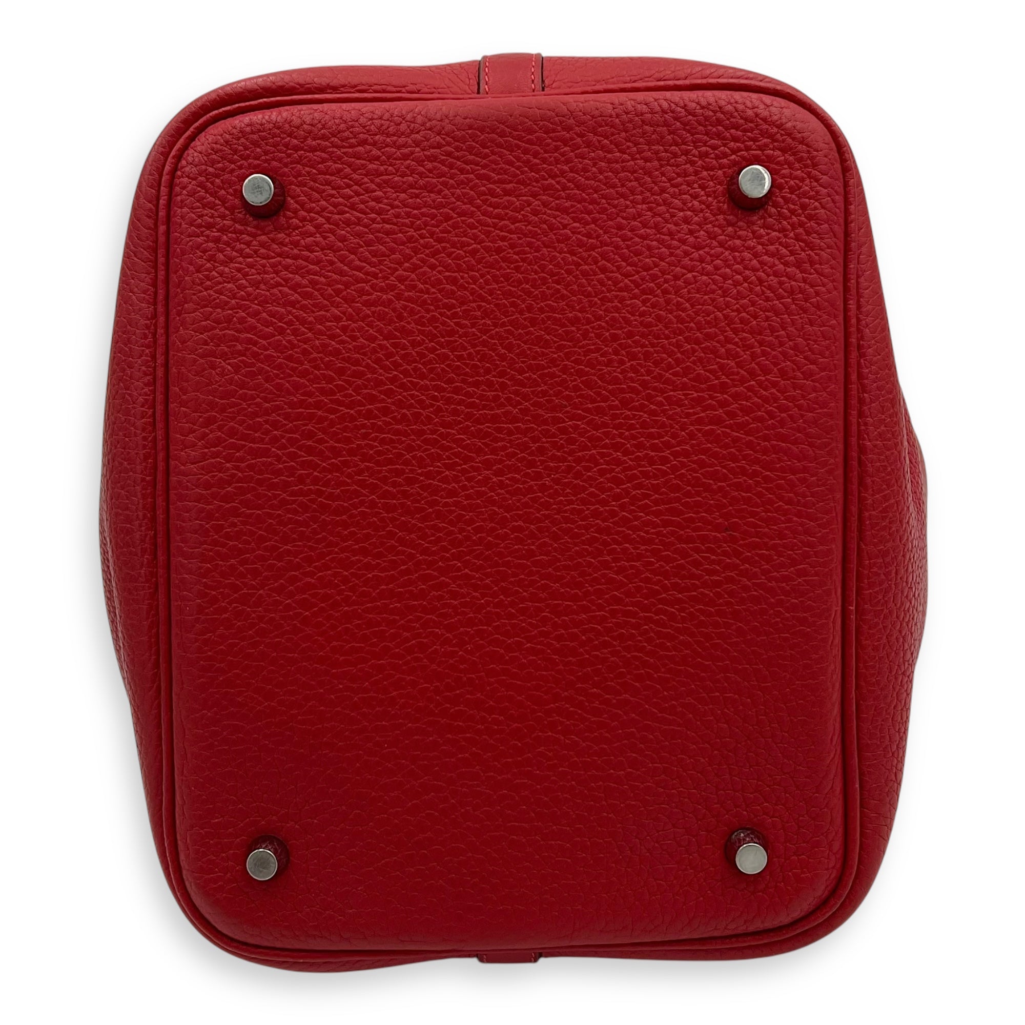 Picotin 26 Red Bucket Bag in Clemence, Palladium hardware - Image 6