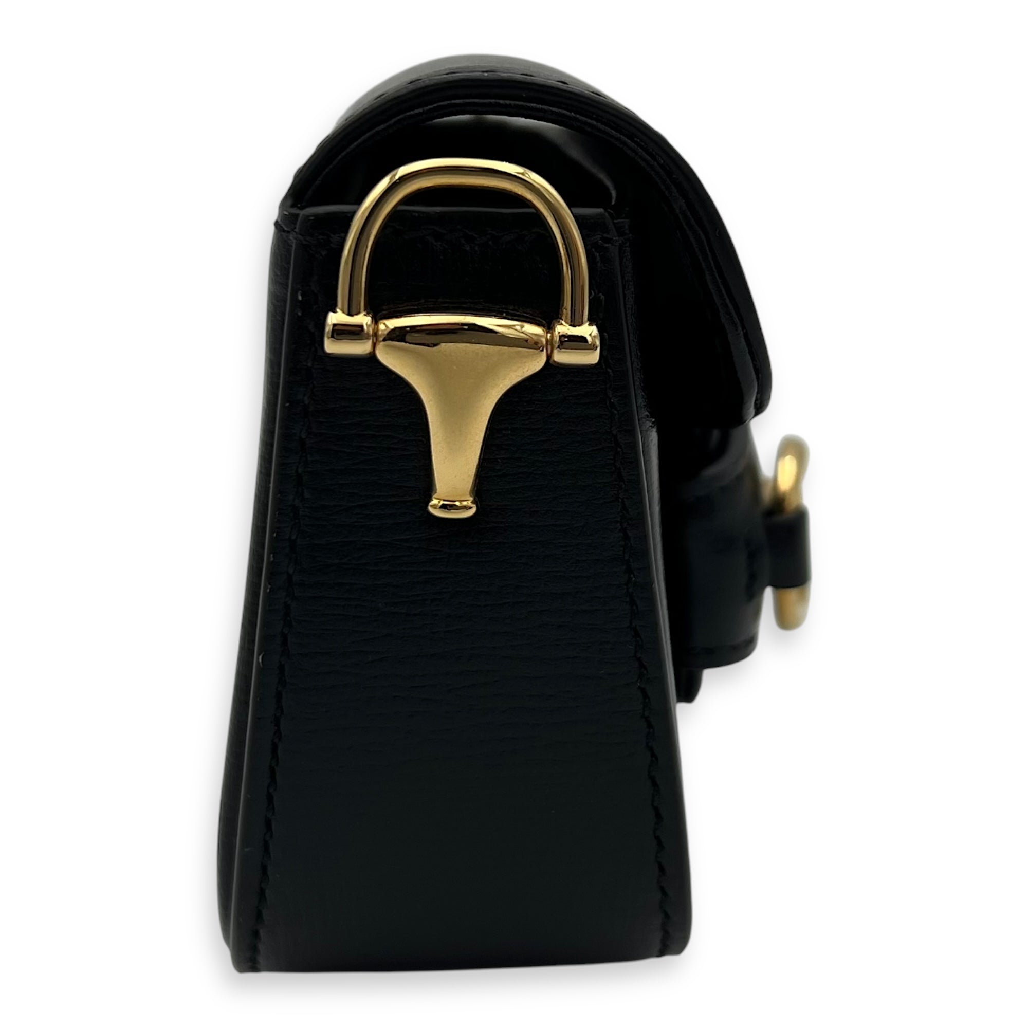 Horsebit 1955 Black Belt Bag in Calfskin, Gold hardware - Image 5