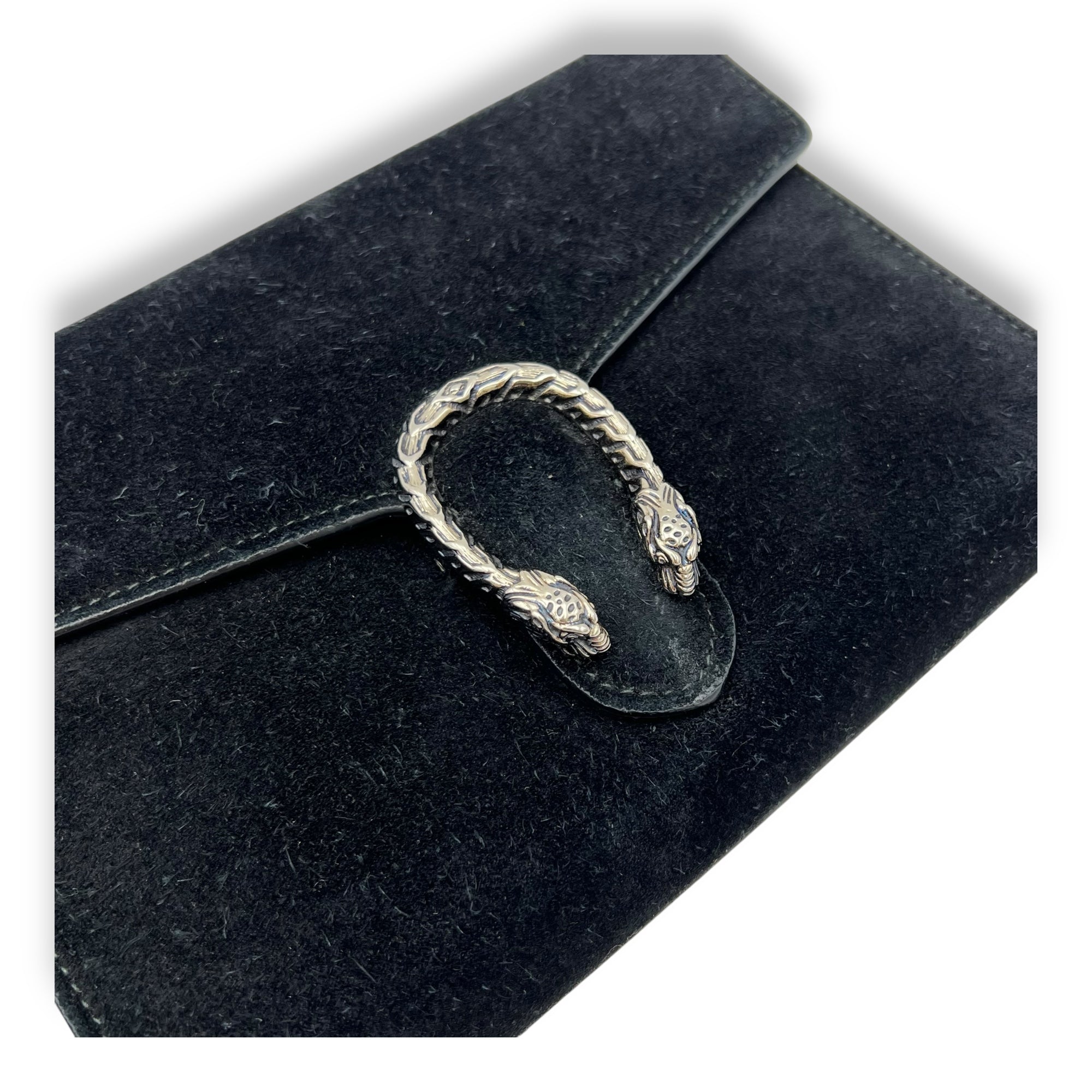 Dionysus Black Wallet On Chain in Suede Leather, Ruthenium hardware - Image 7