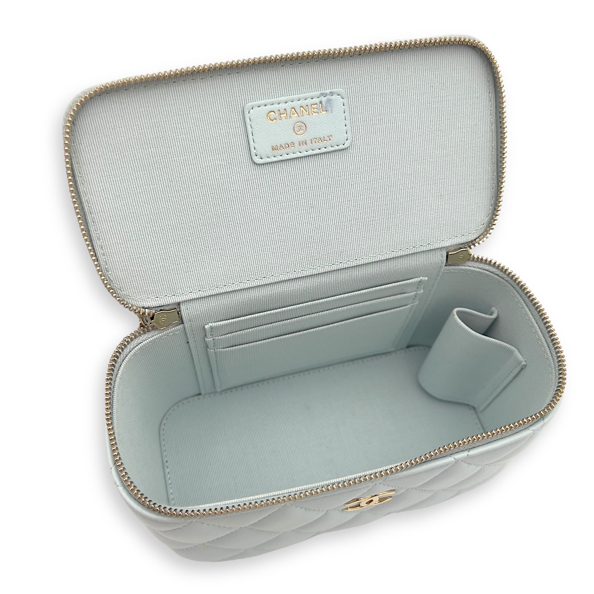 Vanity Crossbody Bag Blue in Lambskin, Gold hardware - Image 7