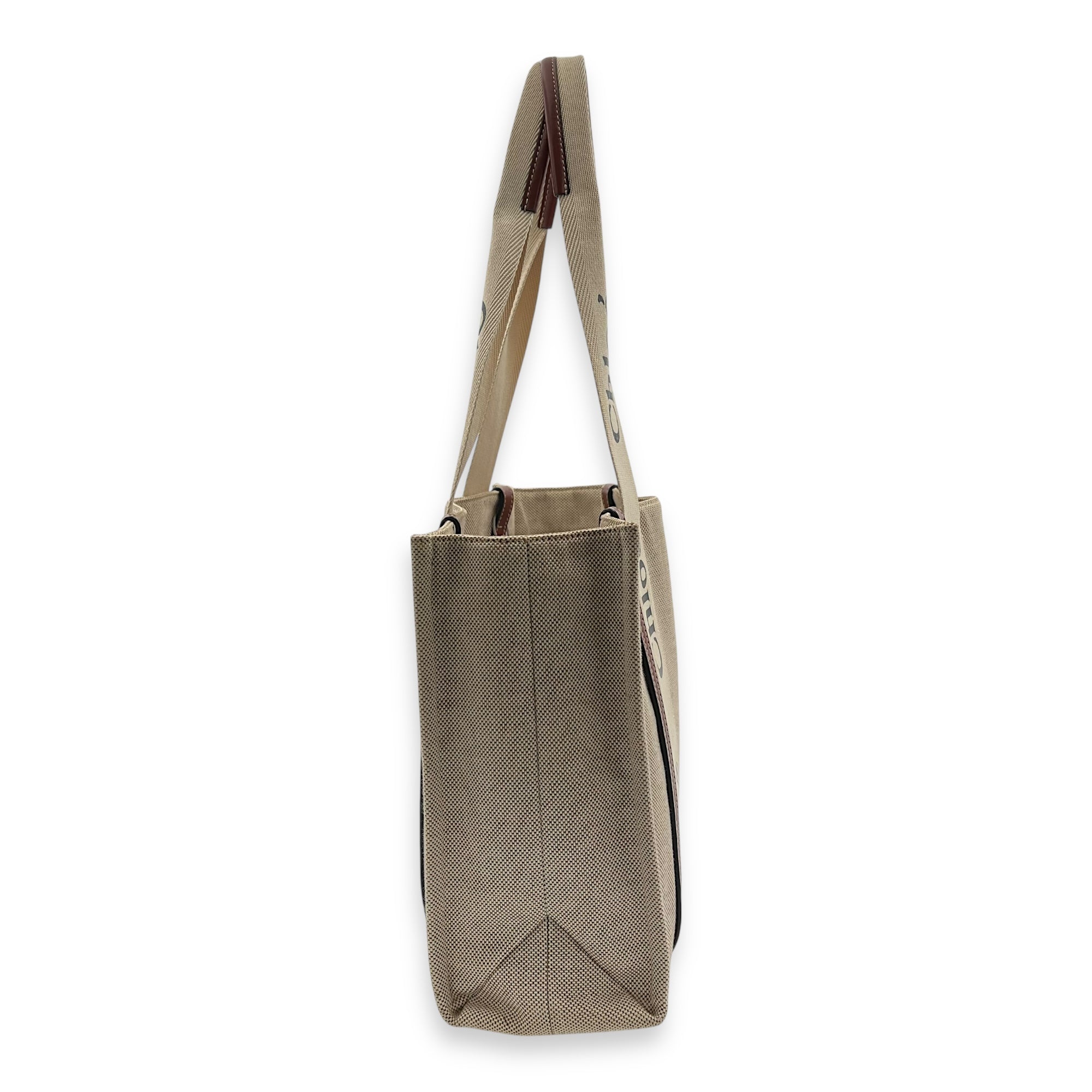 Woody Medium Beige Tote Bag in Canvas - Image 5