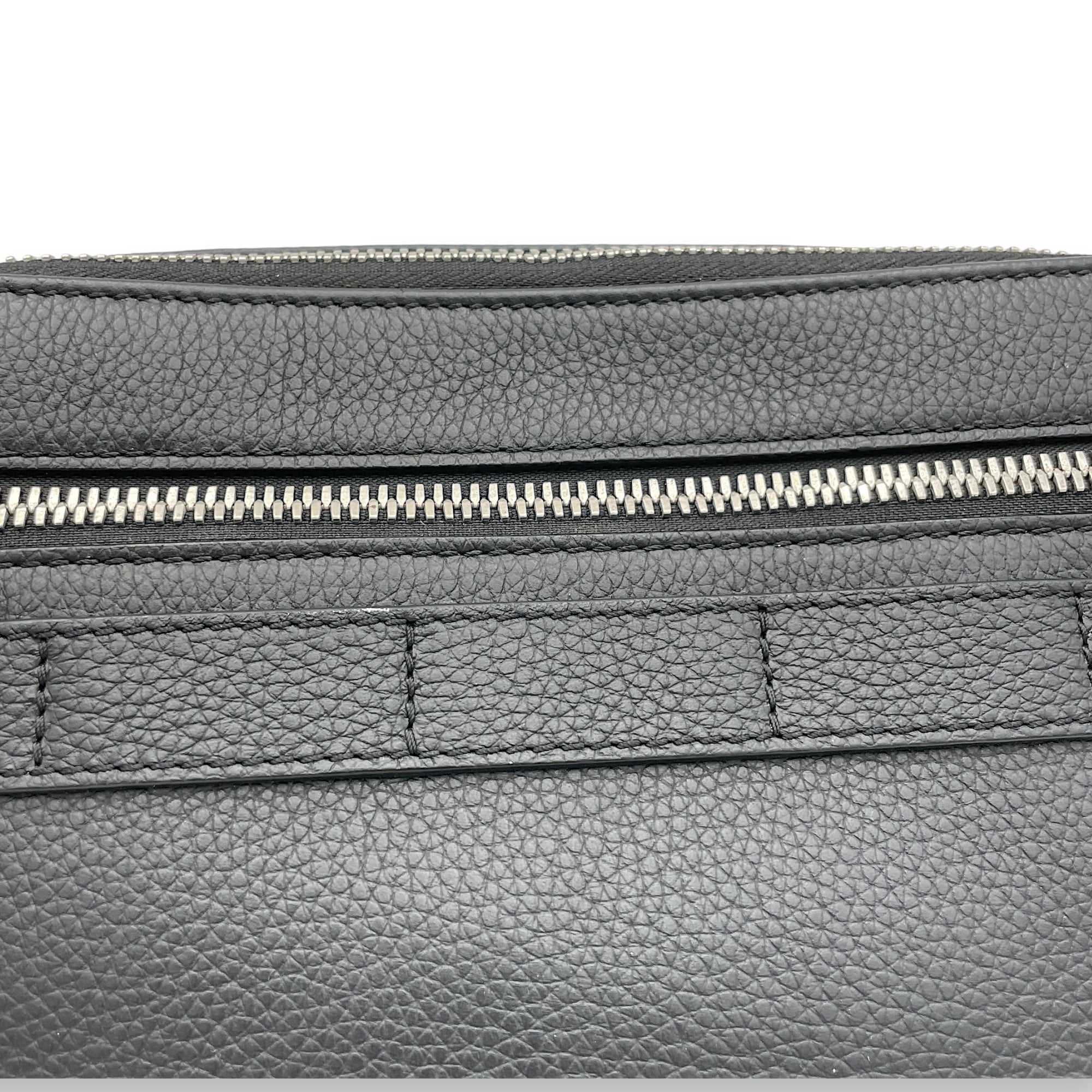 Safari Black Messenger in Calfskin, Silver hardware - Image 8