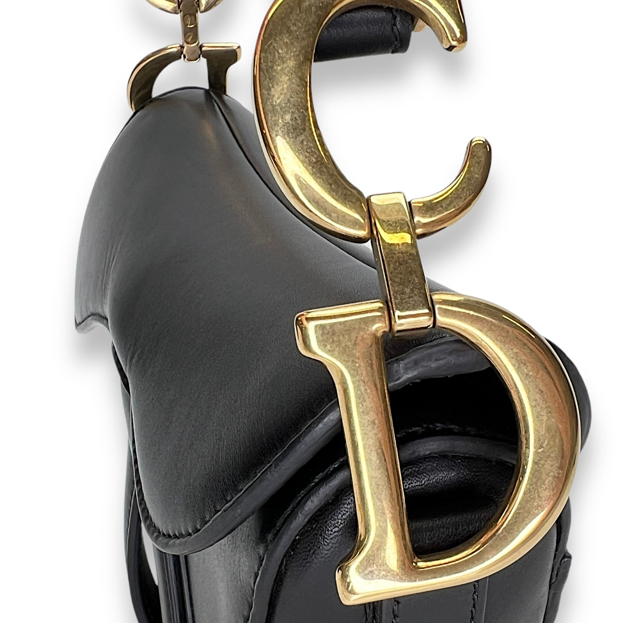 Saddle Mini Shoulder bag in Calfskin, Gold Hardware - Image 8
