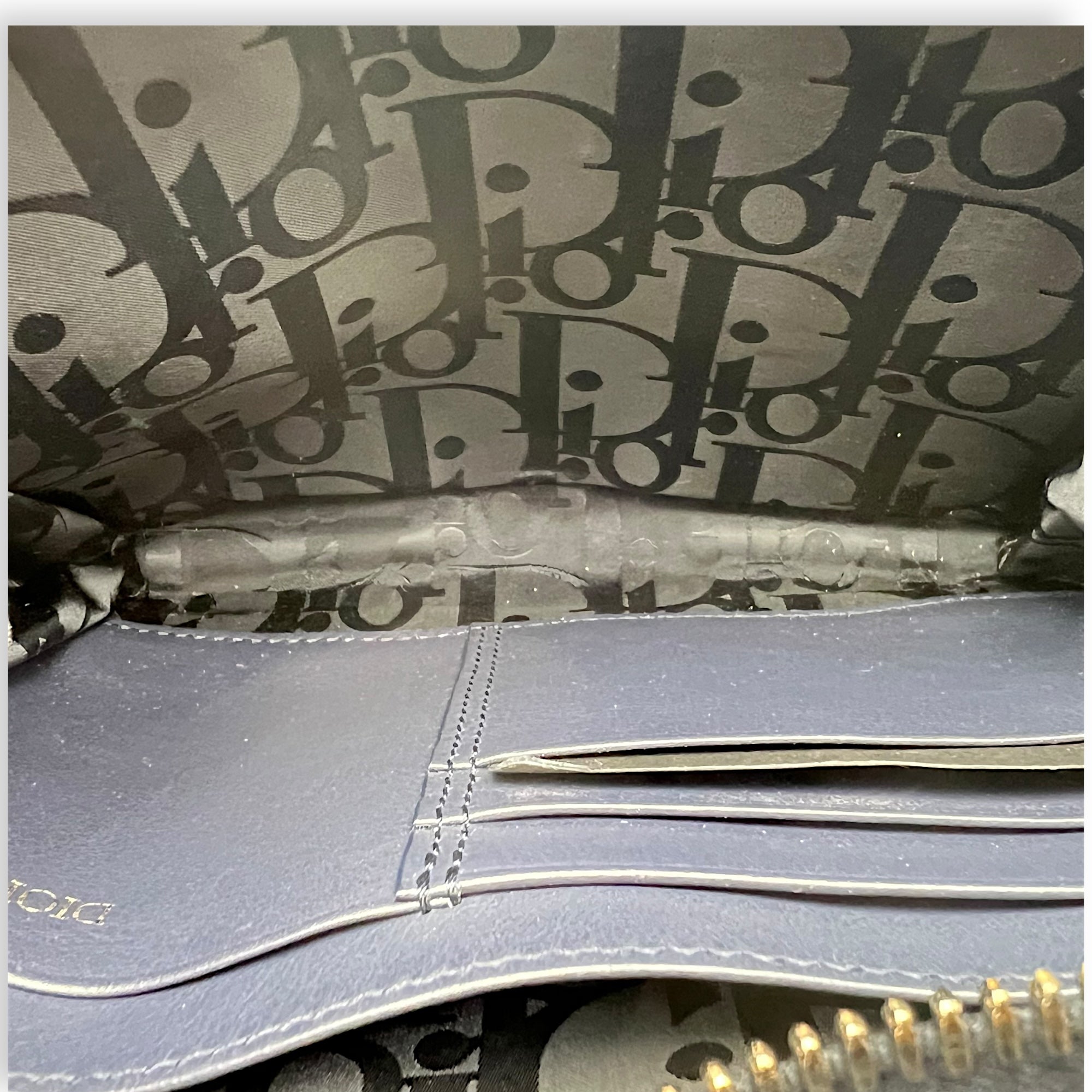 x Descente Double Zip Blue Crossbody Bag in Calfskin, Silver hardware - Image 7