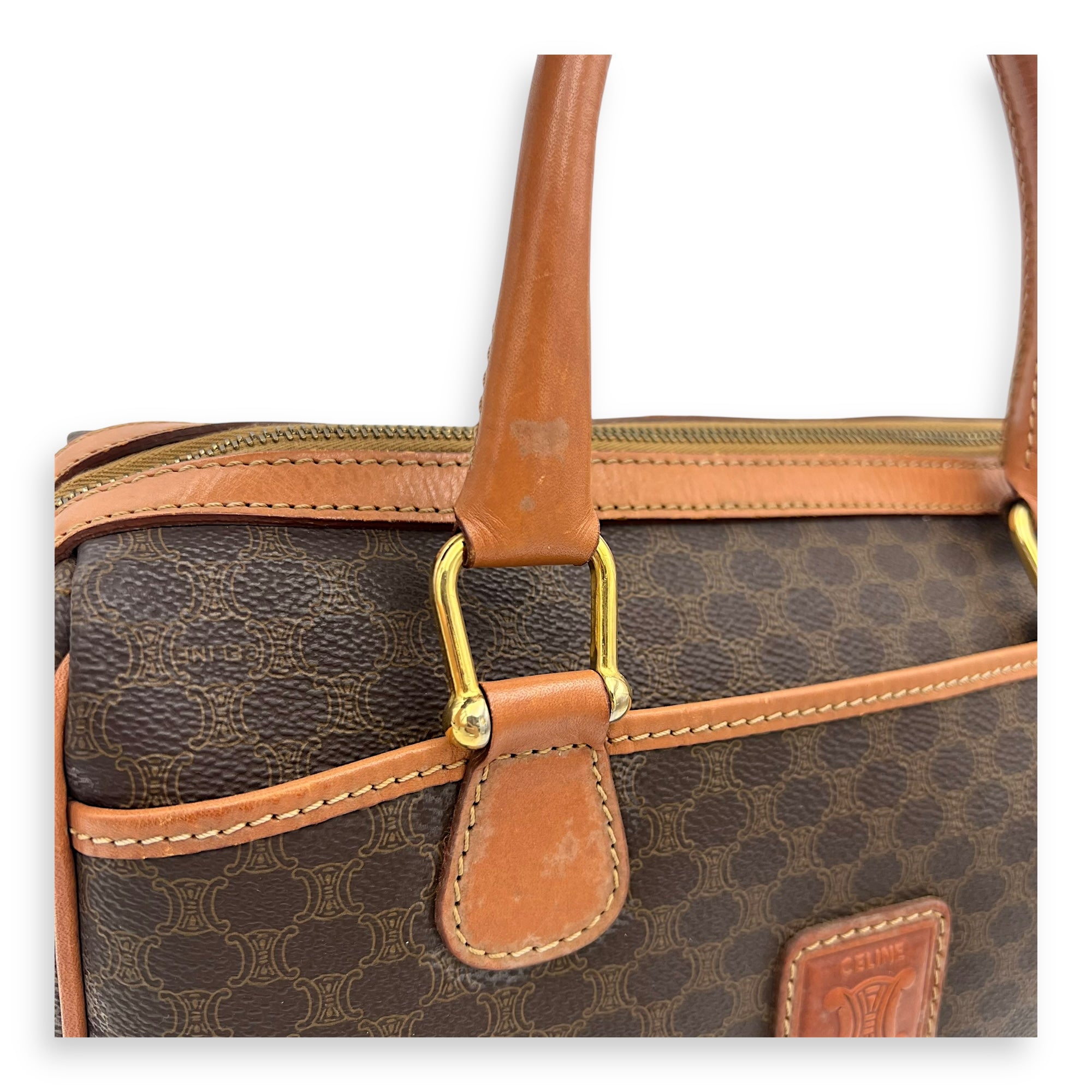 Macadam Top Handle Bag Brown in Coated Canvas, Gold hardware - Image 14