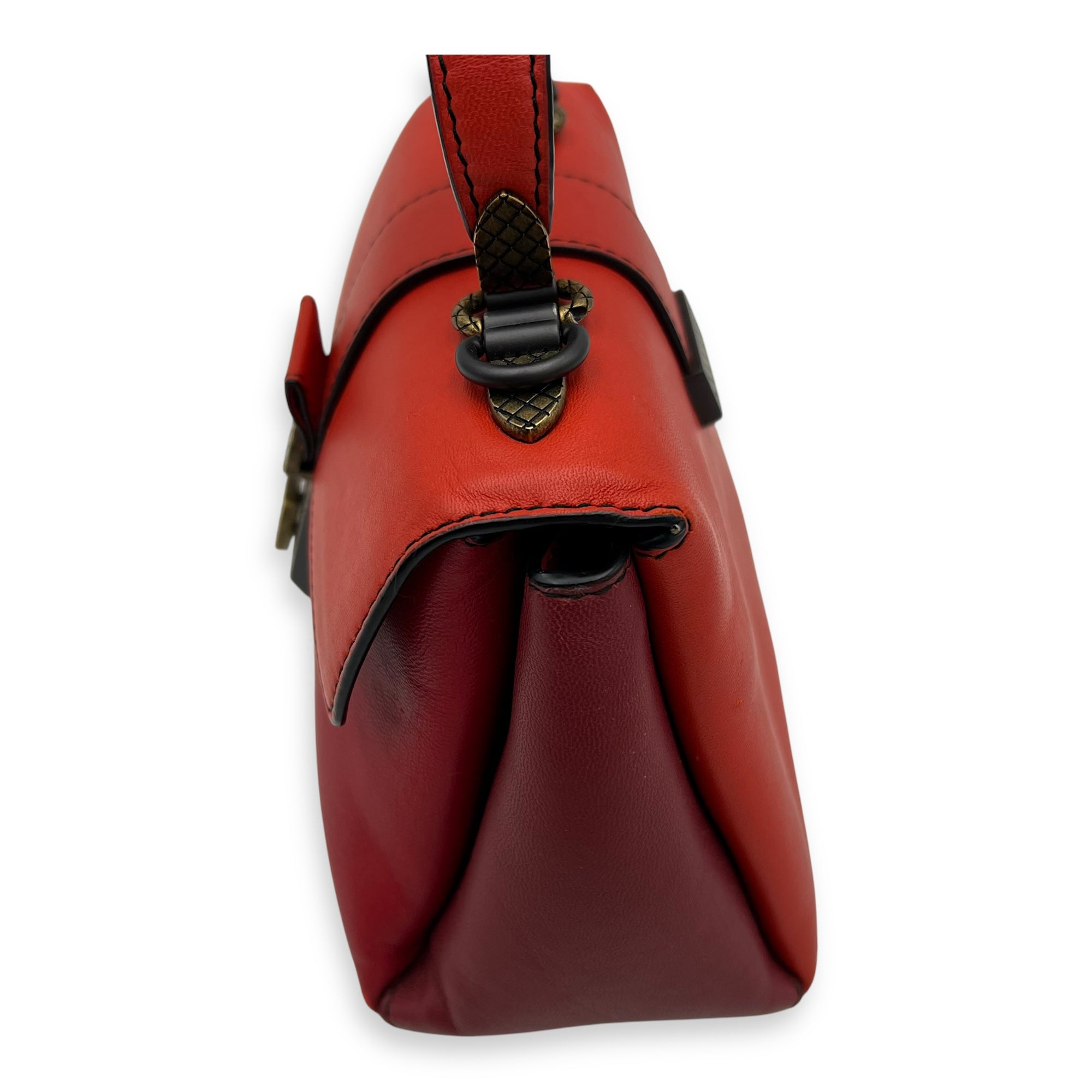 Piazza Top Handle Bag Red in Calfskin, Ruthenium hardware - Image 9