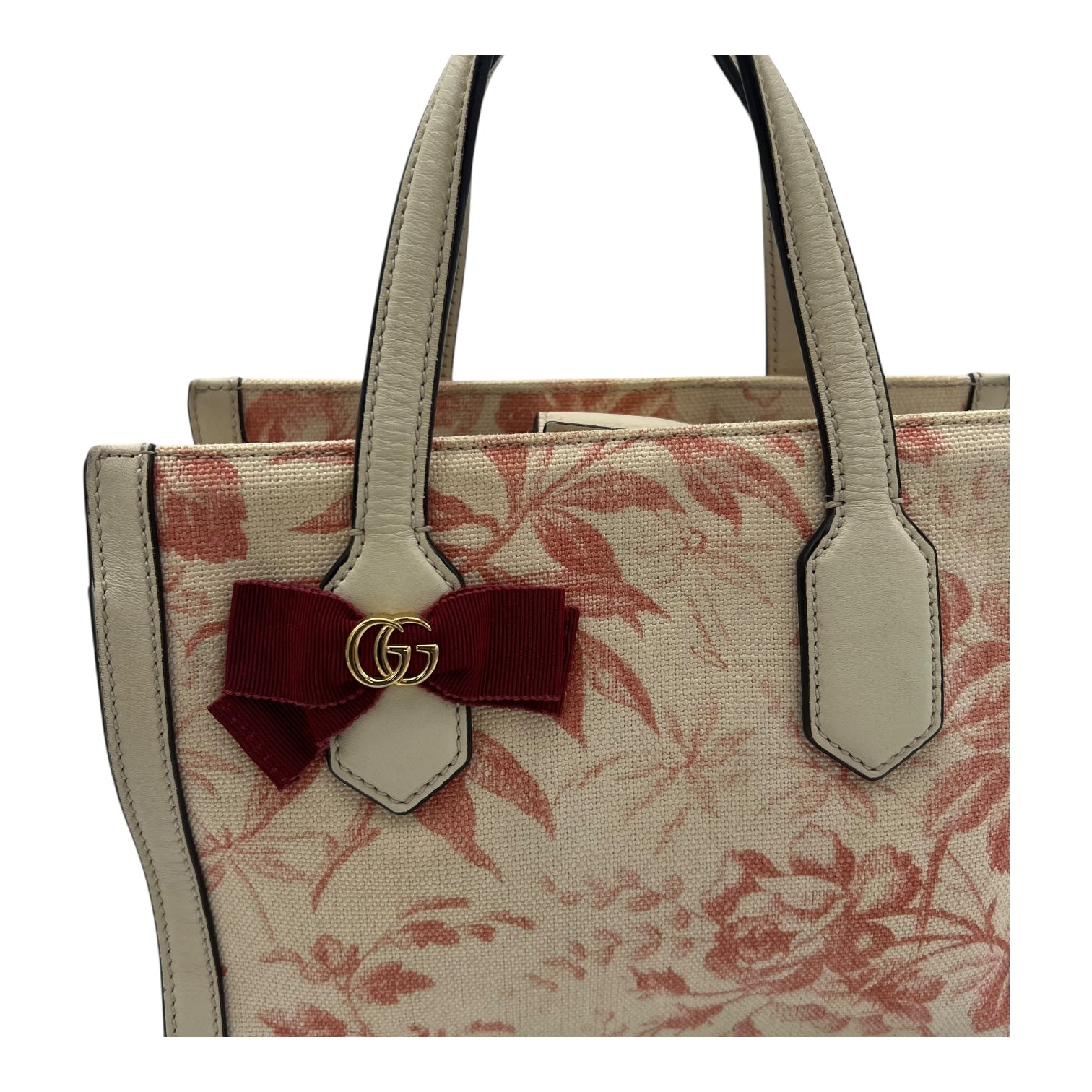 Ribbon Herbarium Top Handle Bag White in Canvas, Gold hardware - Image 10