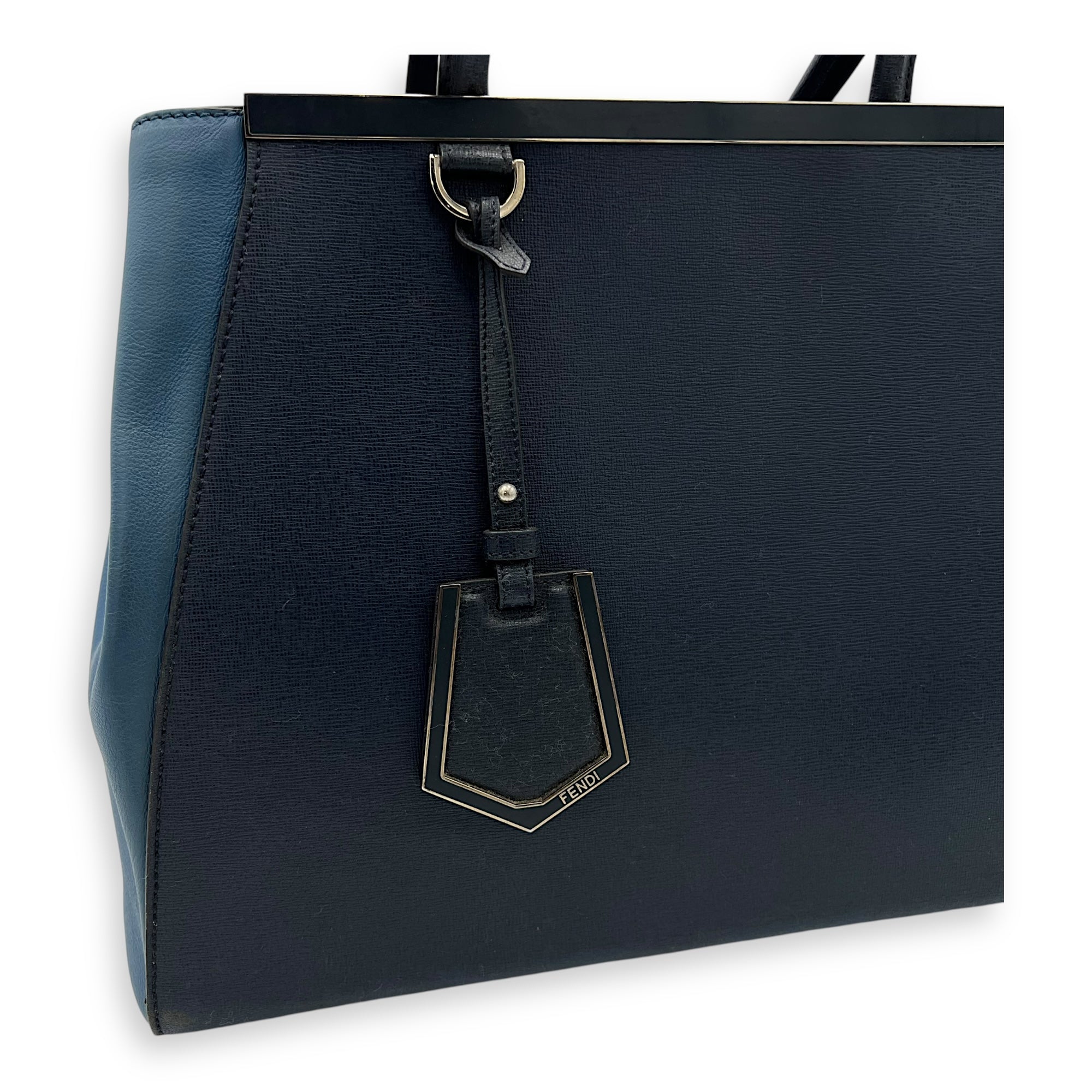 2Jours Top Handle Bag Blue in Calfskin, Silver hardware - Image 8