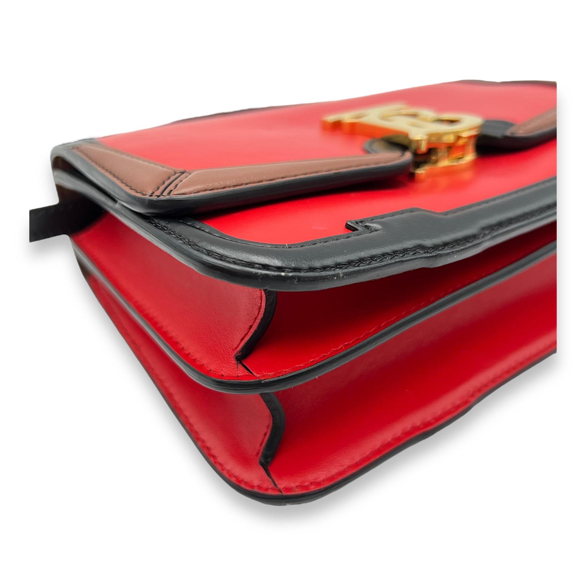 TB Red Crossbody Bag in Calfskin, Gold hardware - Image 8