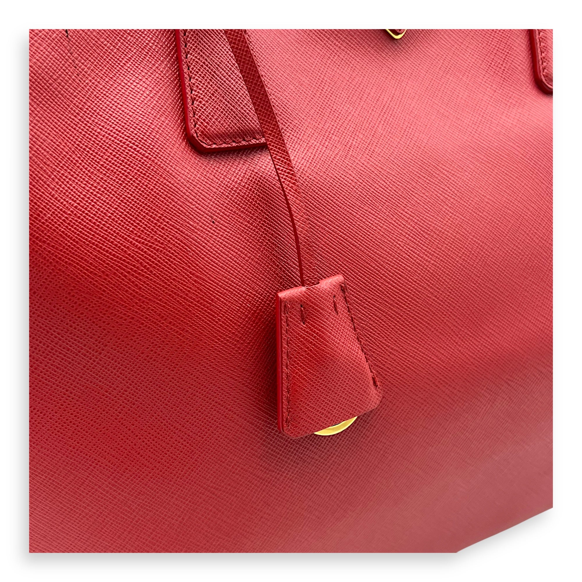 Galleria Top Handle Bag Red in Saffiano Leather, Gold hardware - Image 8