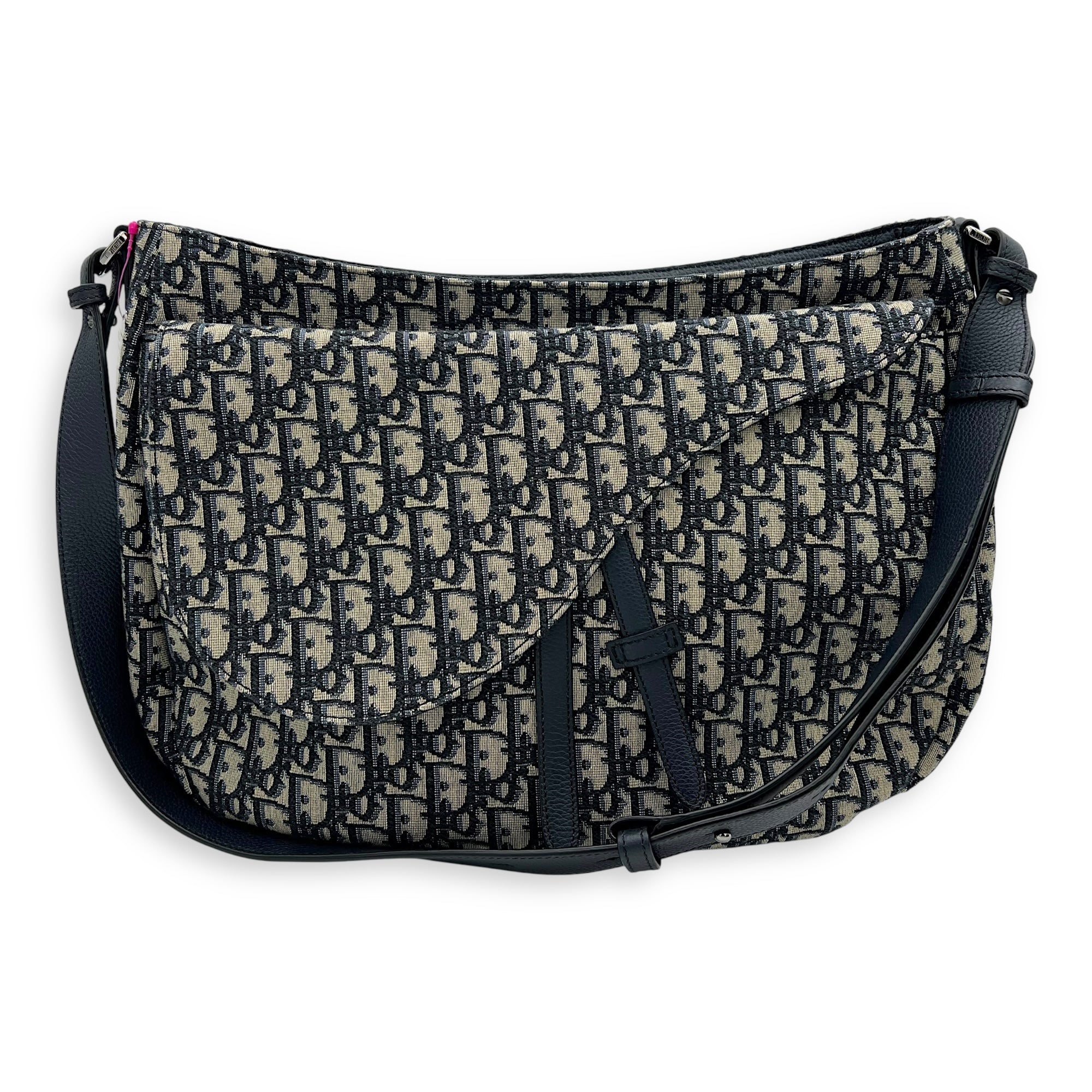 Soft Saddle Hobo Blue Shoulder Bag in Jacquard, Silver hardware - Image 6