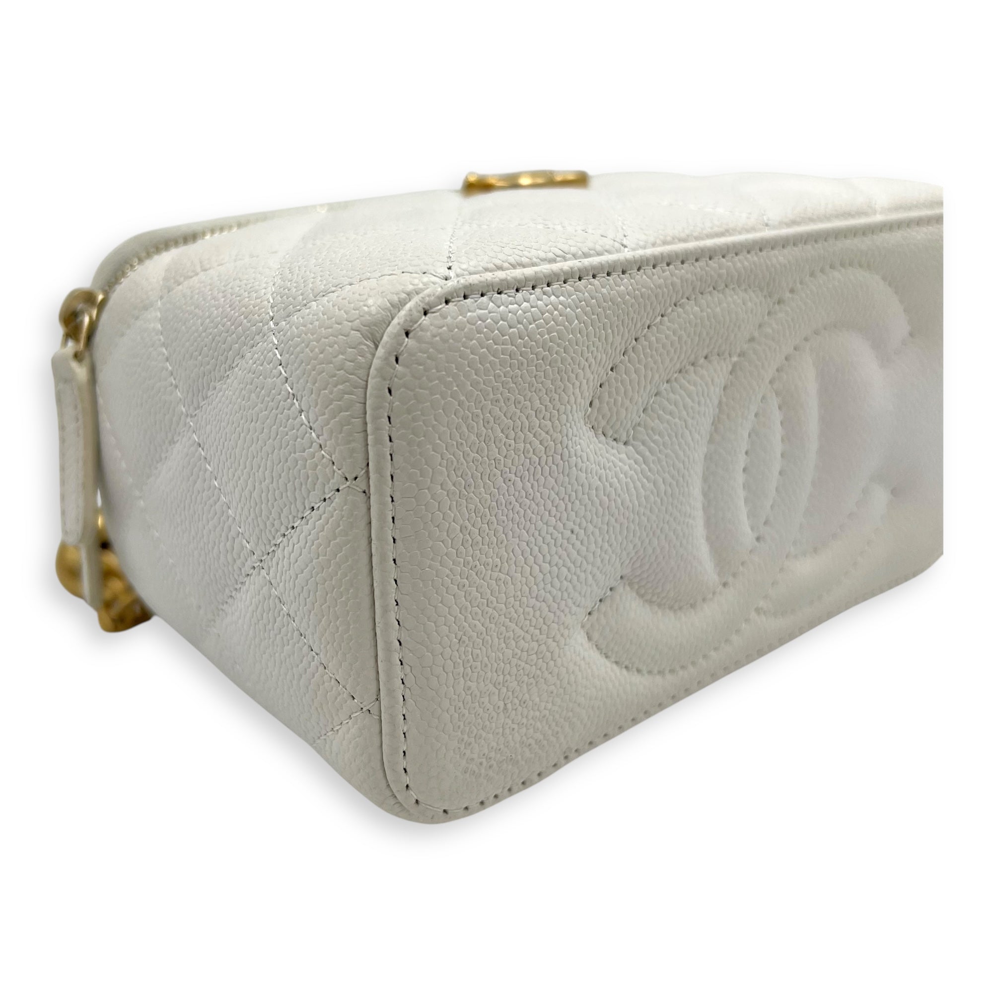 Pearl Crush White Vanity Bag in Caviar Leather, Gold hardware - Image 10