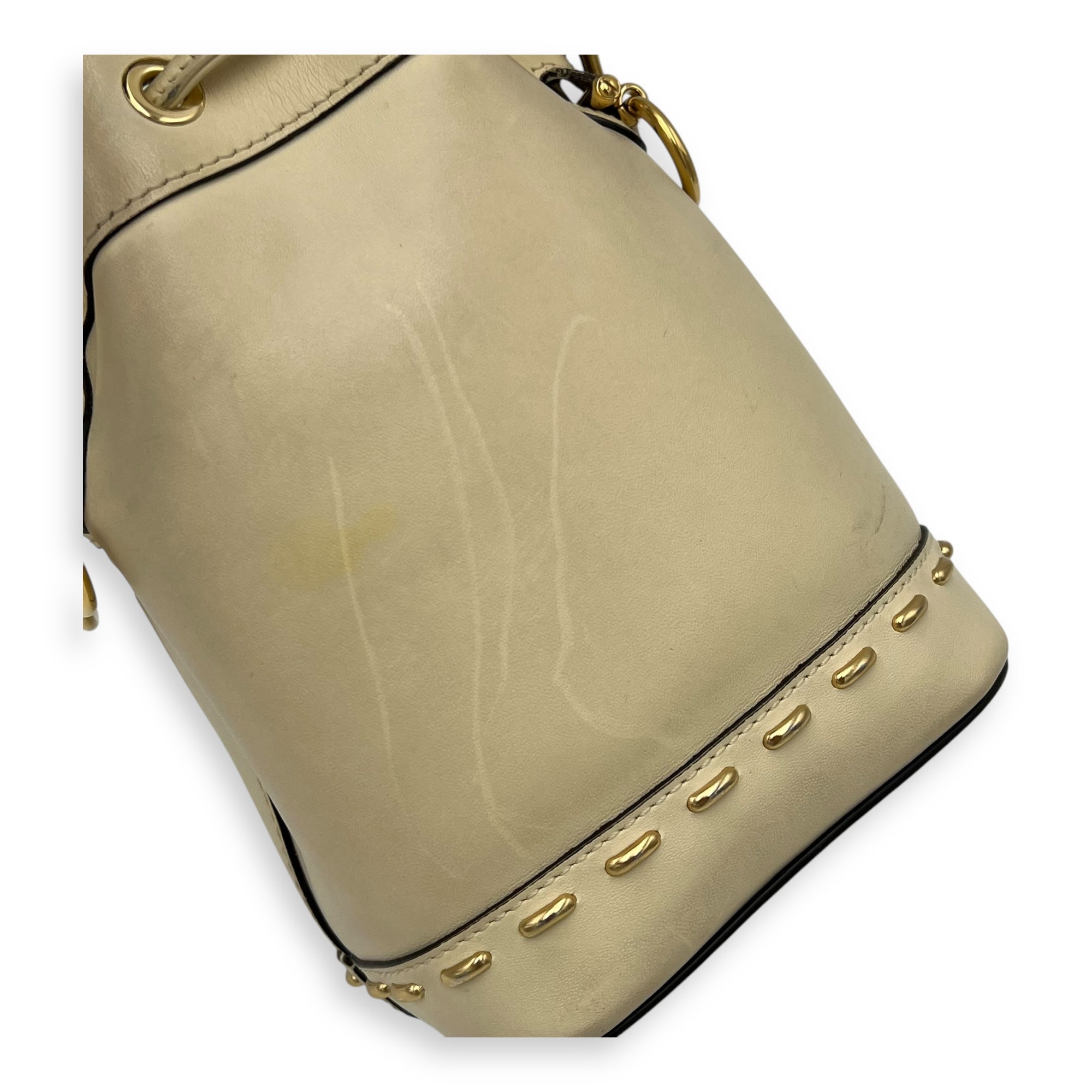 Mon Tresor Top Handle Bag Mini White in Calfskin, Gold hardware - Image 9