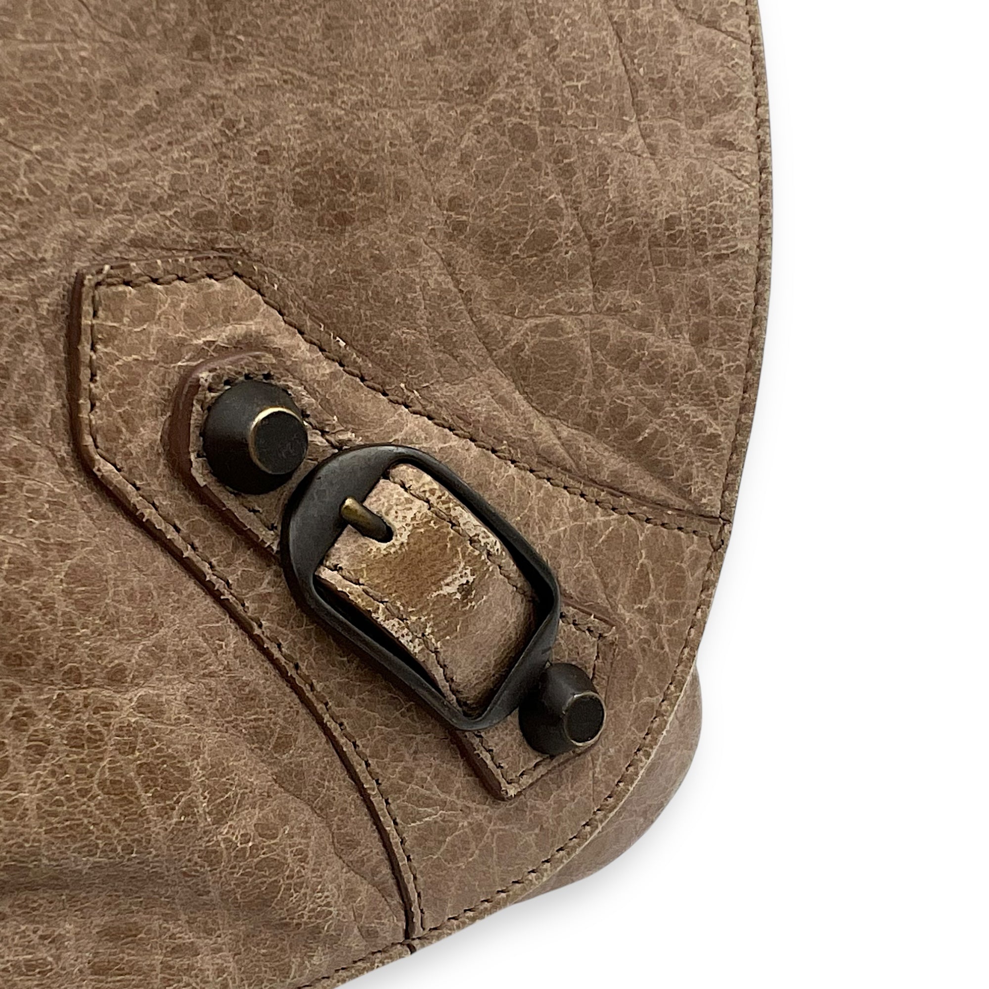 Folk Brown Crossbody Bag in Distressed Leather, Gunmetal hardware - Image 13