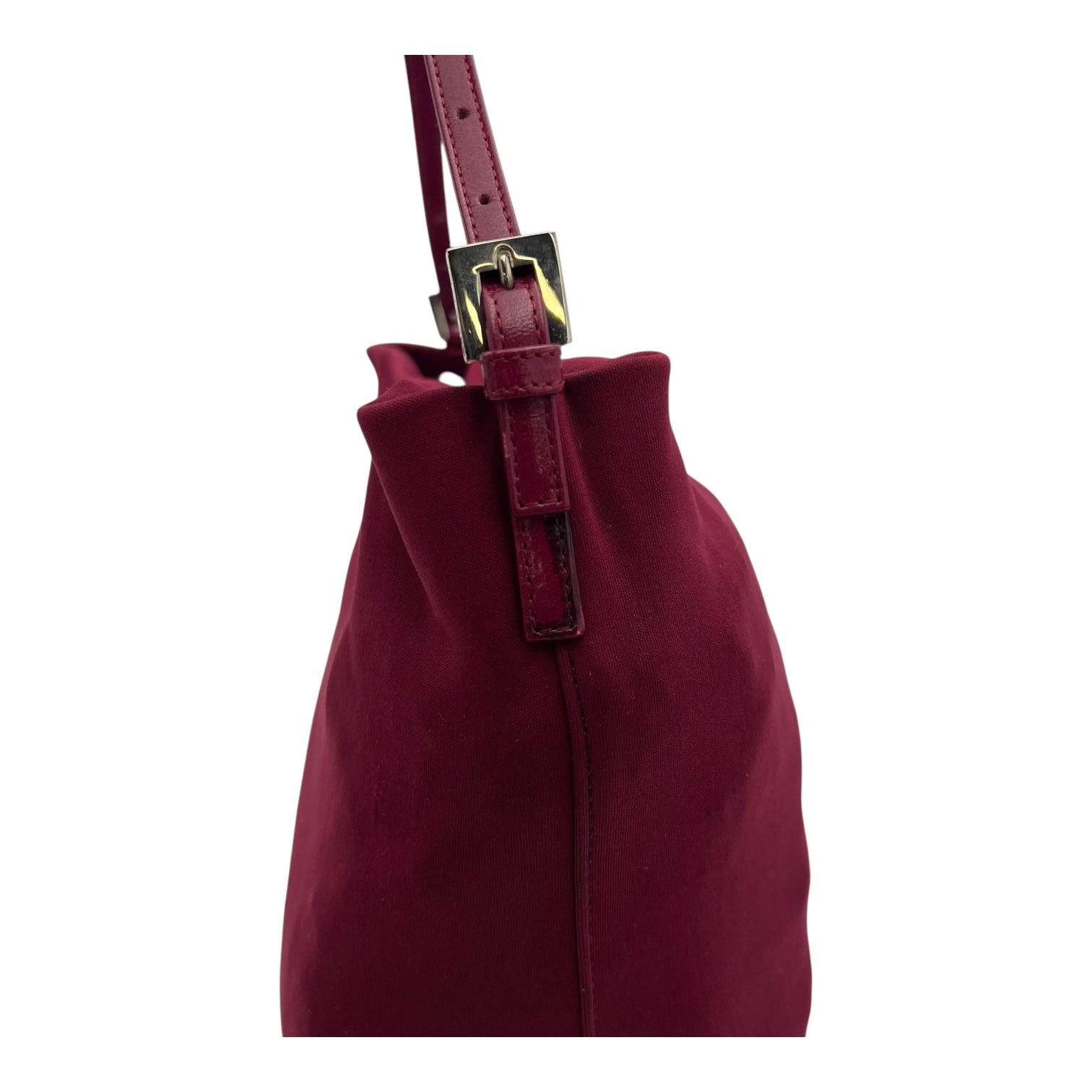 Baguette Shoulder Bag Red in Canvas, Silver hardware - Image 10