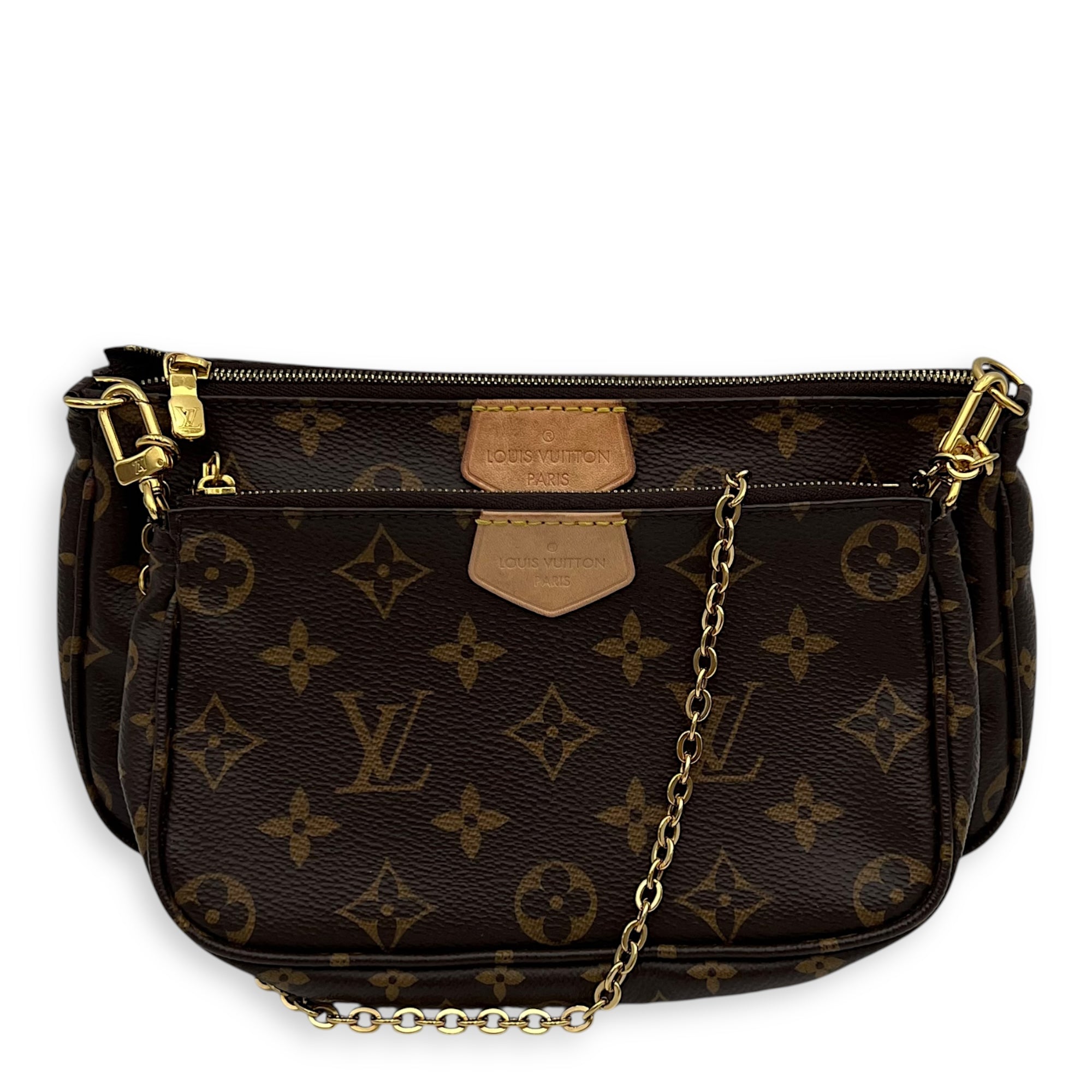 Multi-Pochette Accessoires Crossbody Bag Brown in Monogram Coated Canvas, Gold hardware