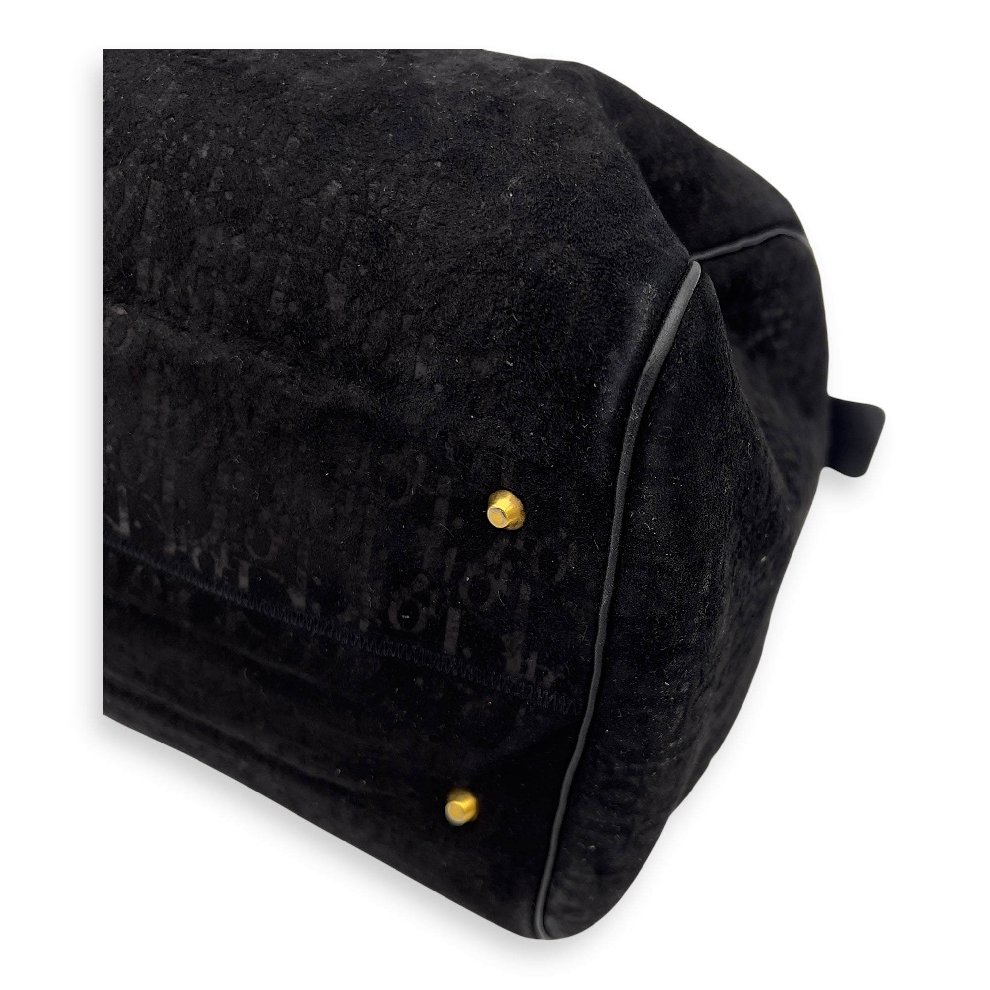 Vintage Top Handle Bag Black in Suede Leather, Gold hardware - Image 11