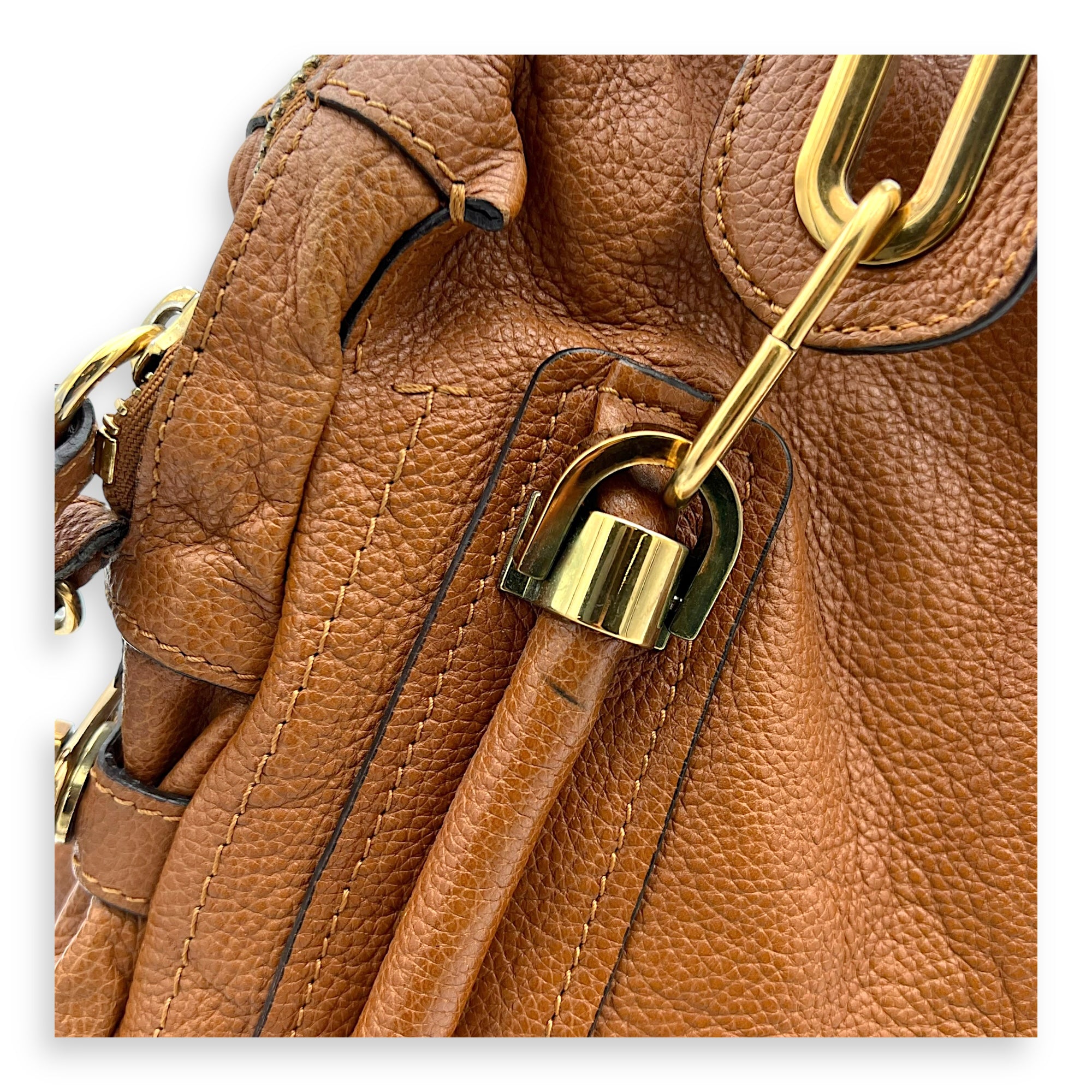 Paraty Large Brown Top Handle Bag in Calfskin, Gold hardware - Image 9