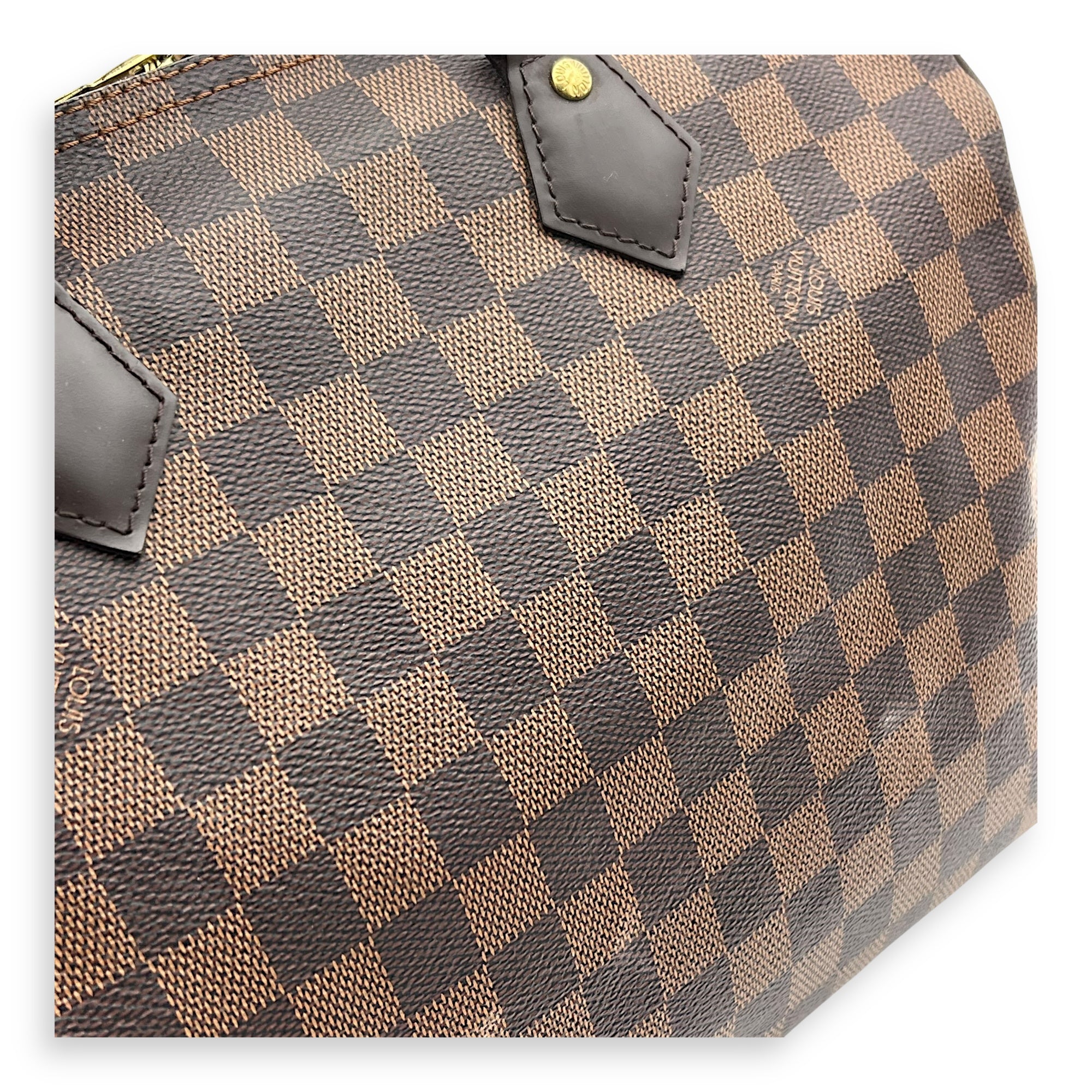 Speedy Bandouliere Top Handle Bag 30 Brown in Coated Canvas, Gold hardware - Image 9