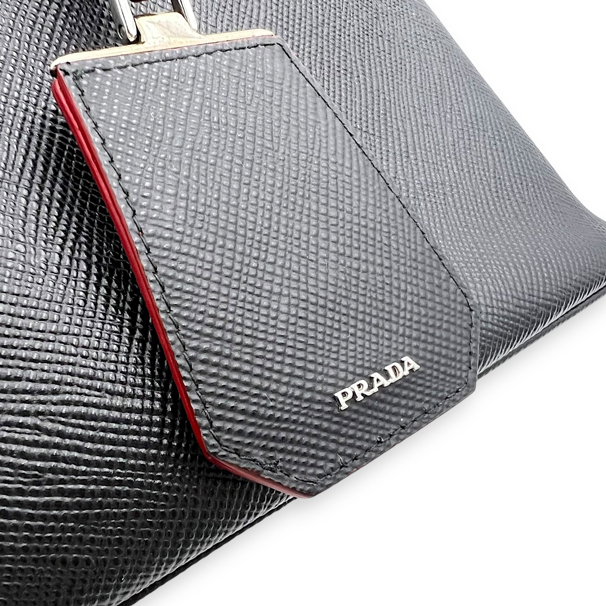 2 way turnlock bag Top Handle Bag Black in Saffiano Leather, Silver hardware - Image 8