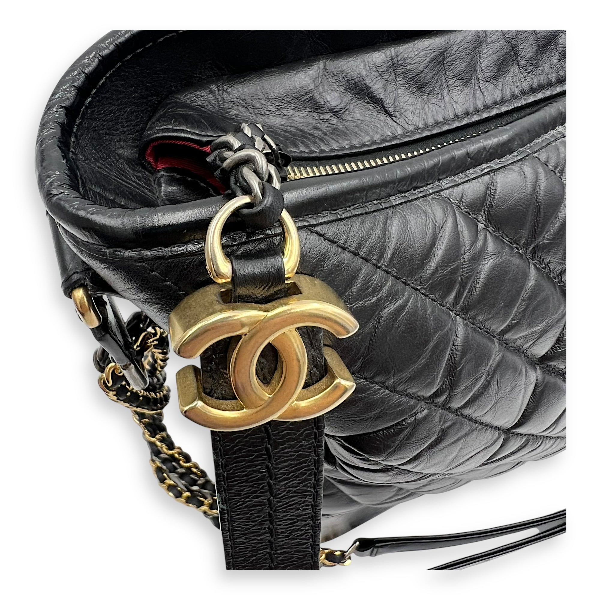 Gabrielle Shoulder Bag Large Black in Calfskin, Mixed hardware - Image 9