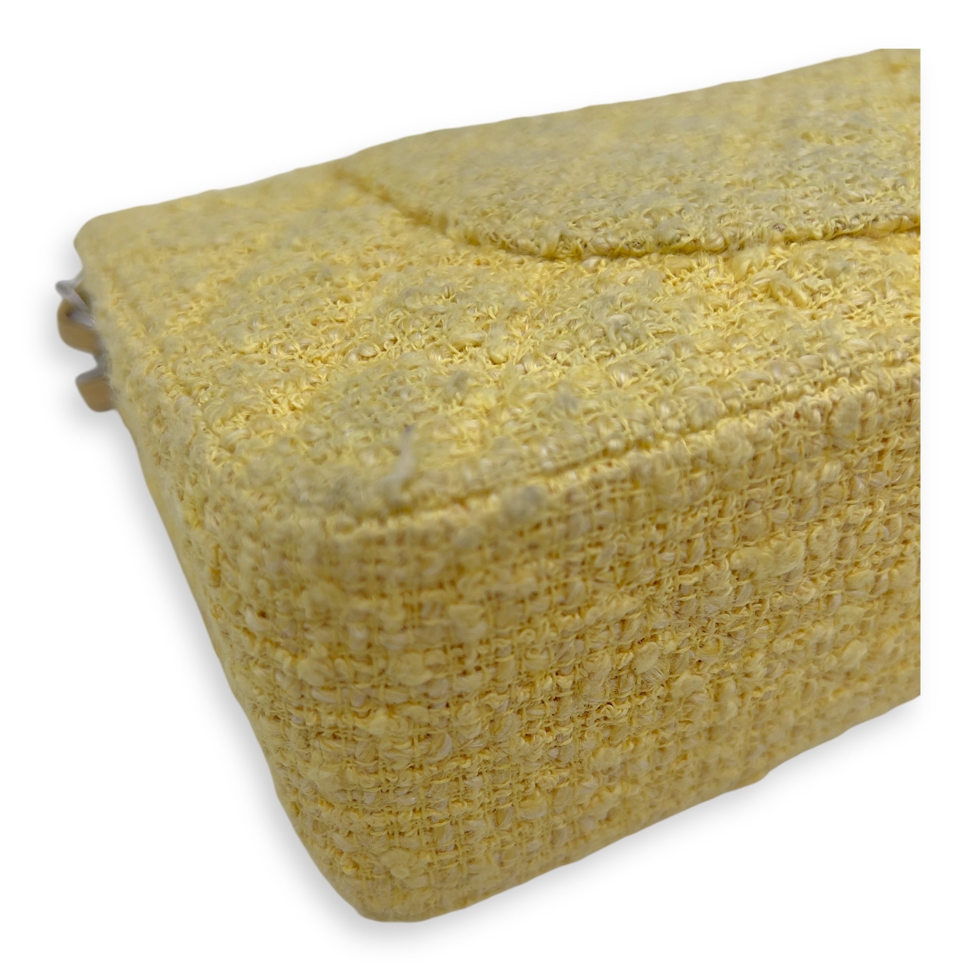 Classic Shoulder Bag Yellow in Tweed, Silver hardware - Image 12