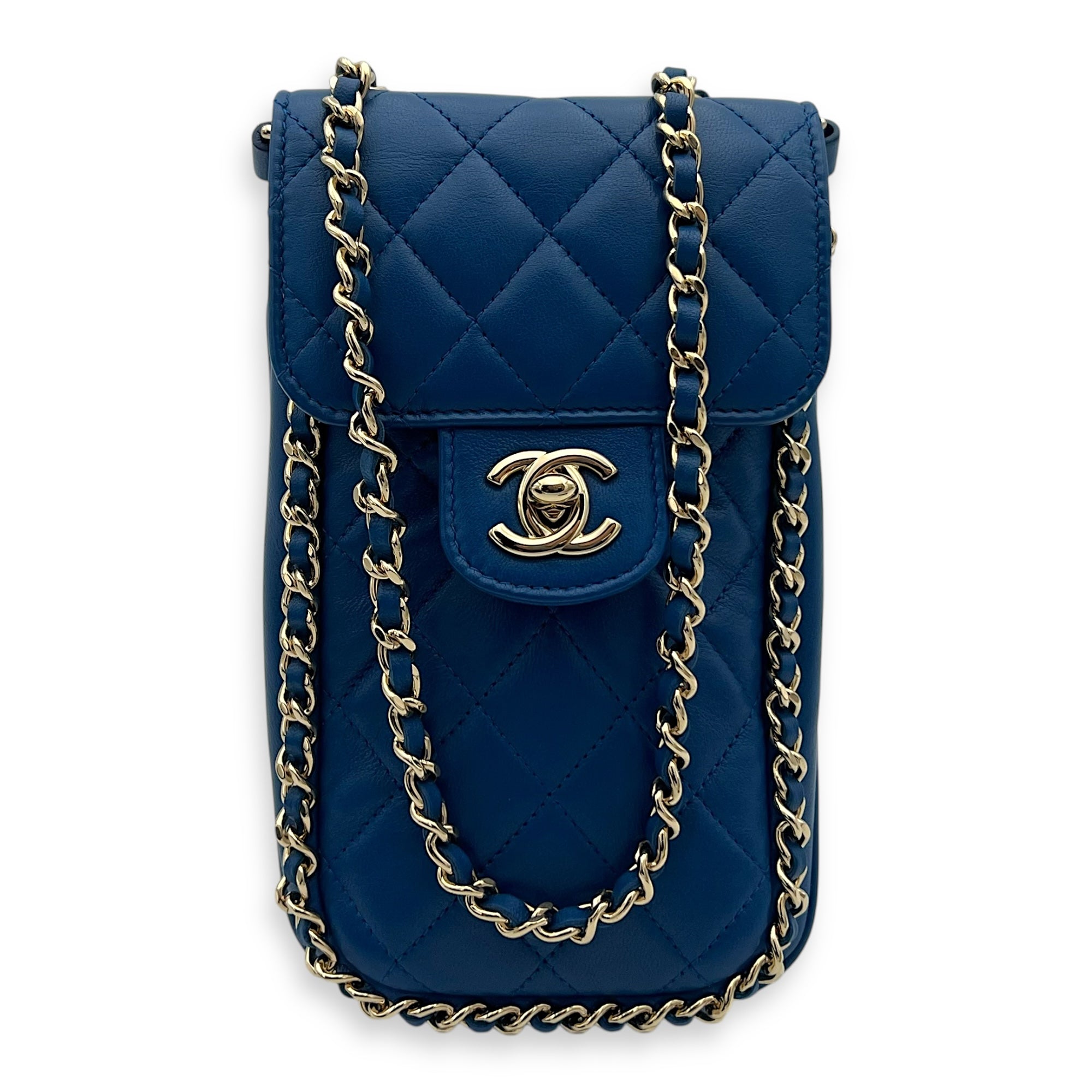 CC Pouch Blue in Lambskin, Gold hardware - Image 10