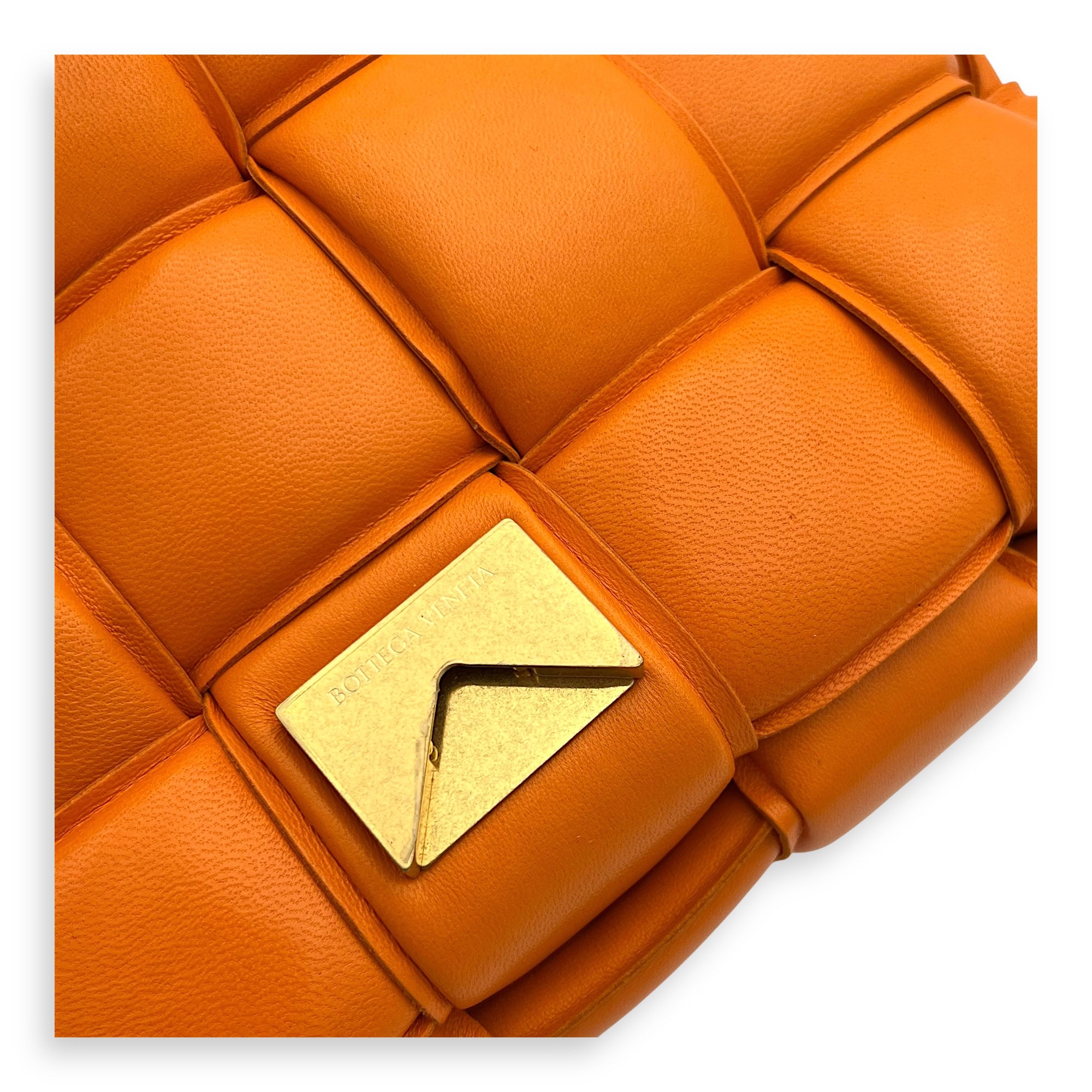 Cassette Shoulder Bag Orange in Lambskin, Gold hardware - Image 10