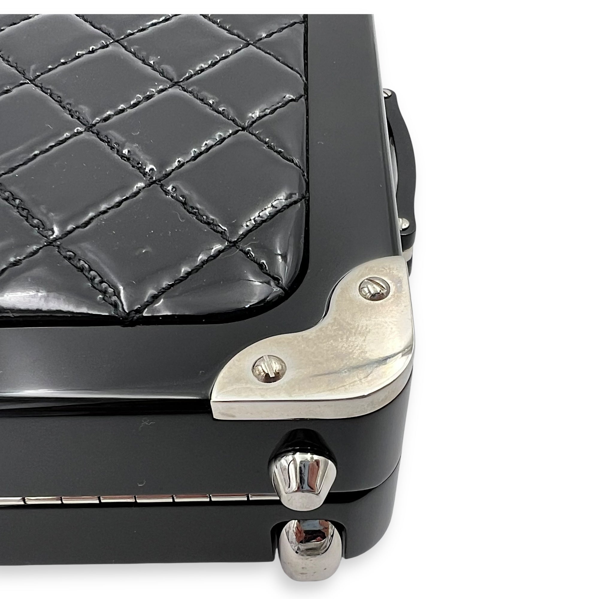 Minaudiere Trolley Black Clutch in, Silver hardware - Image 10