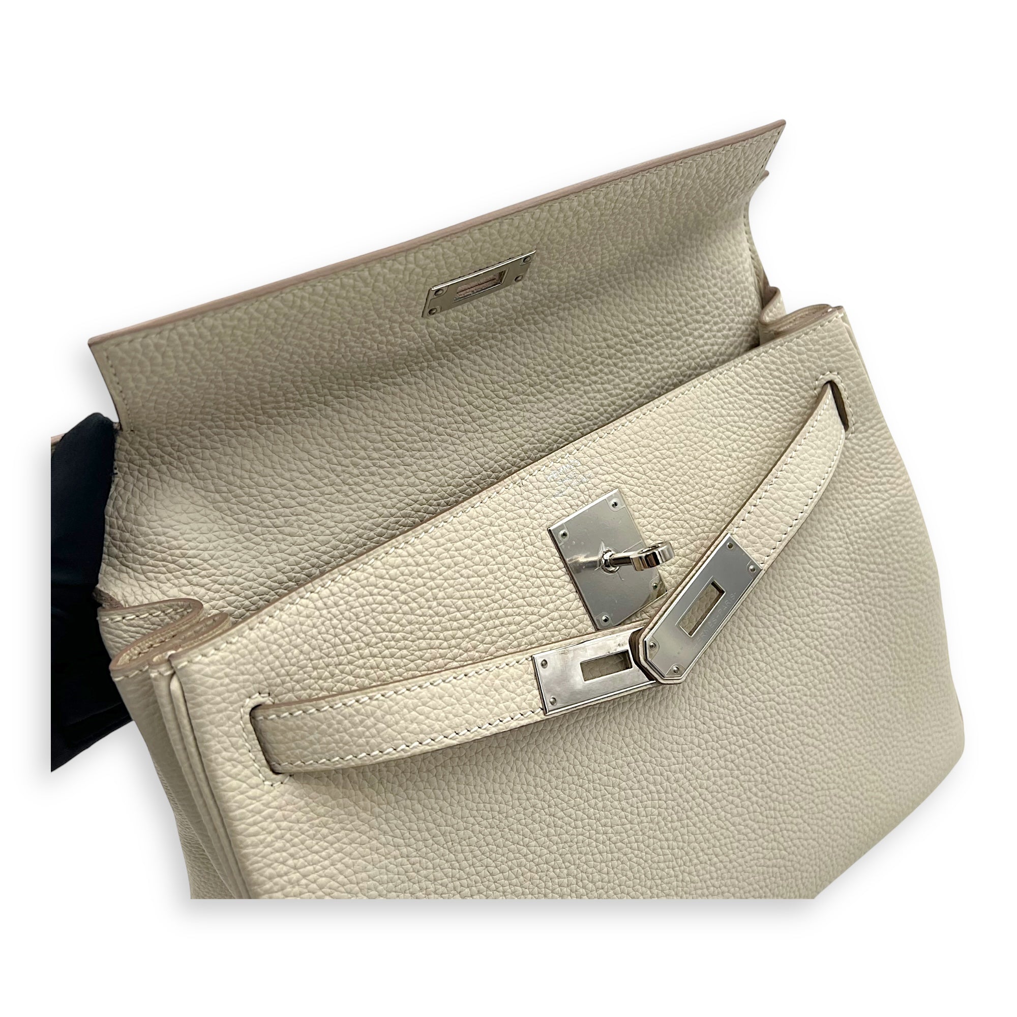 Kelly Craie/Black/Fauve/Rouge H in Togo, Palladium hardware - Image 10