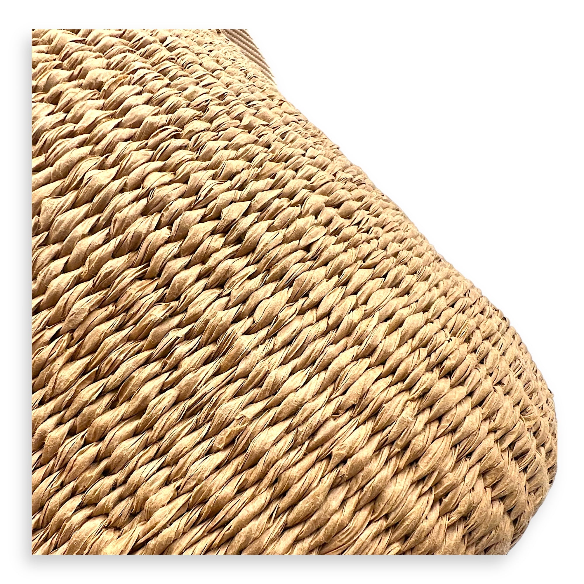 Woody Beige Bucket Bag in Raffia, Gold hardware - Image 11