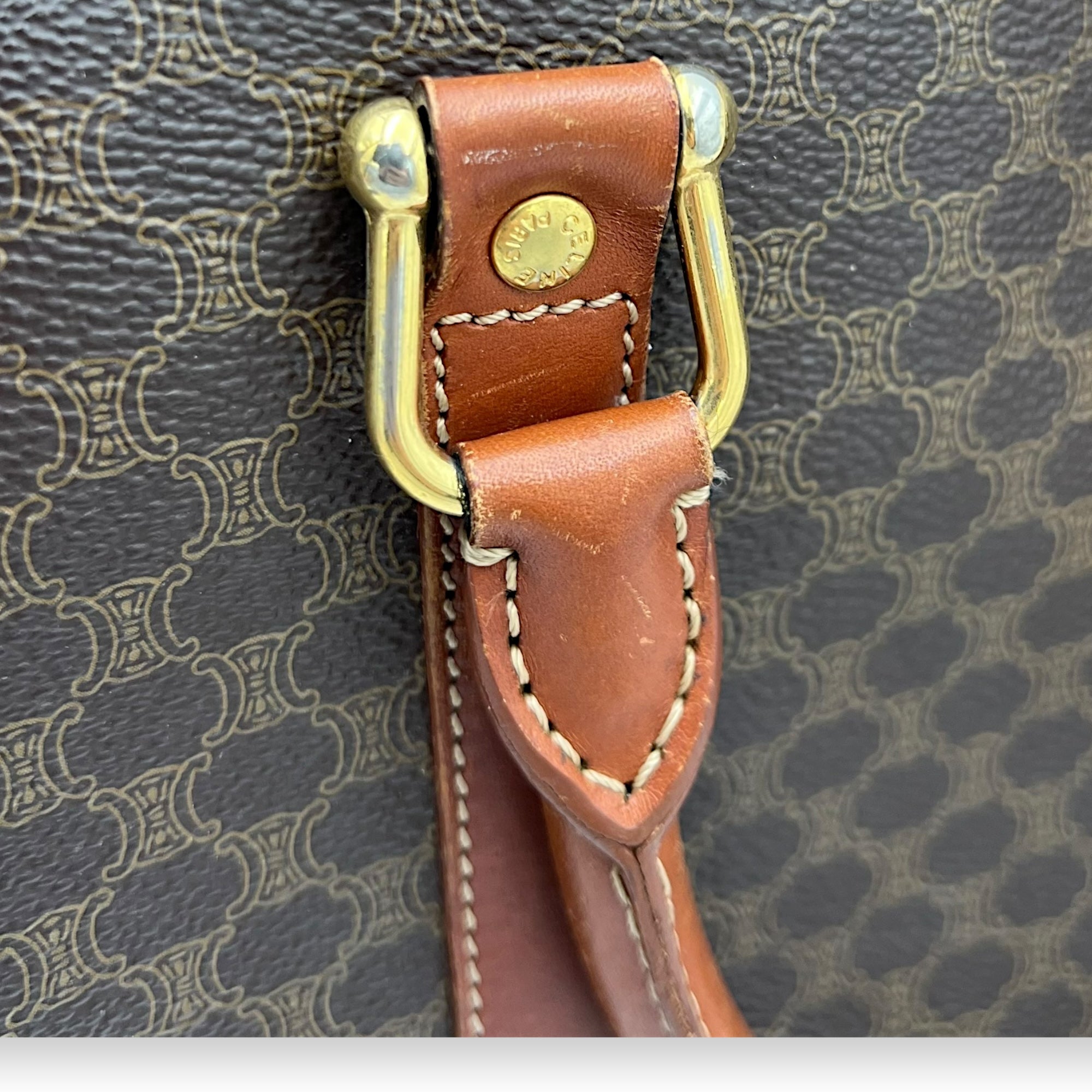 Macadam Boston Brown Top Handle Bag in Coated Canvas, Gold hardware - Image 10