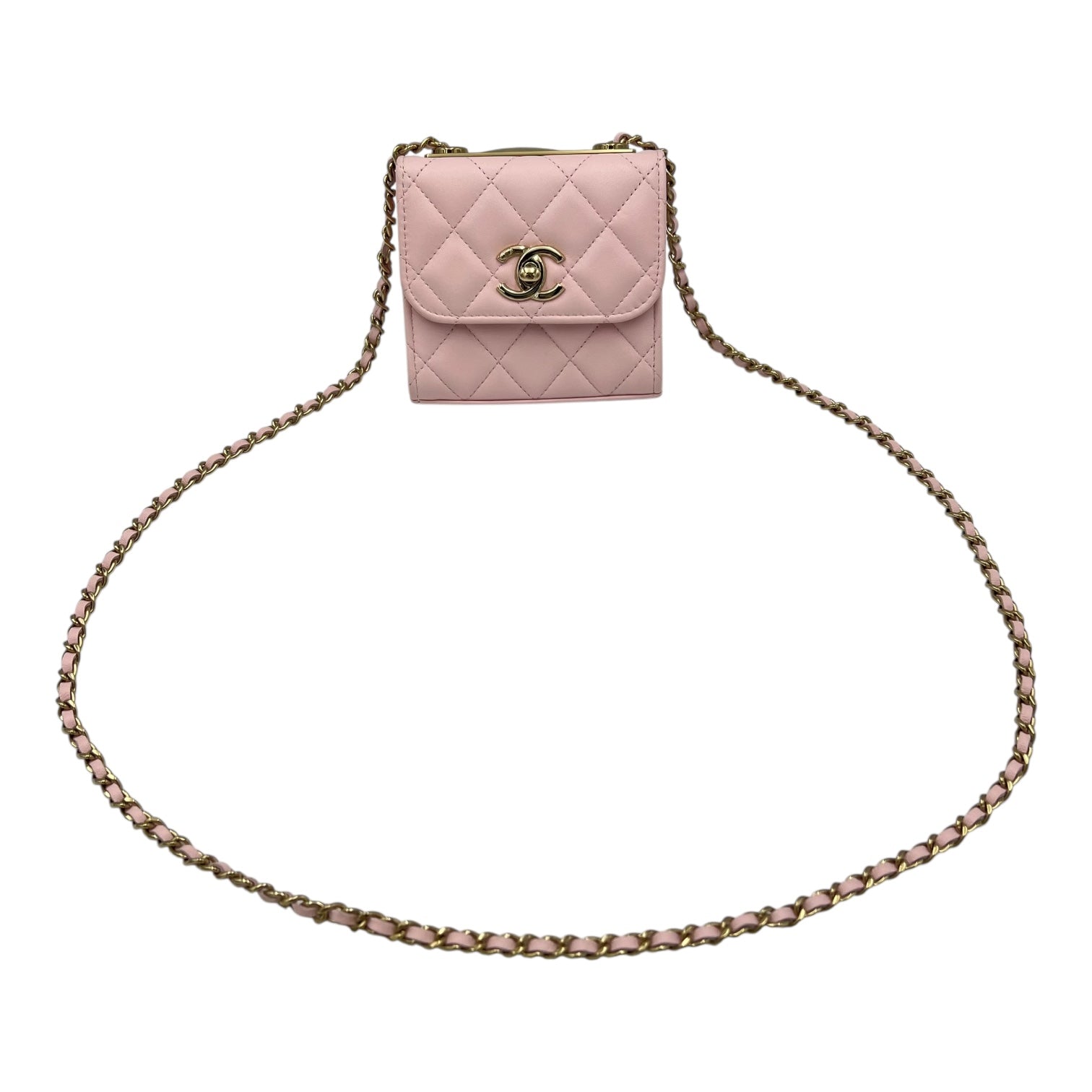 Trendy CC Wallet On Chain Pink in Lambskin, Gold hardware - Image 13