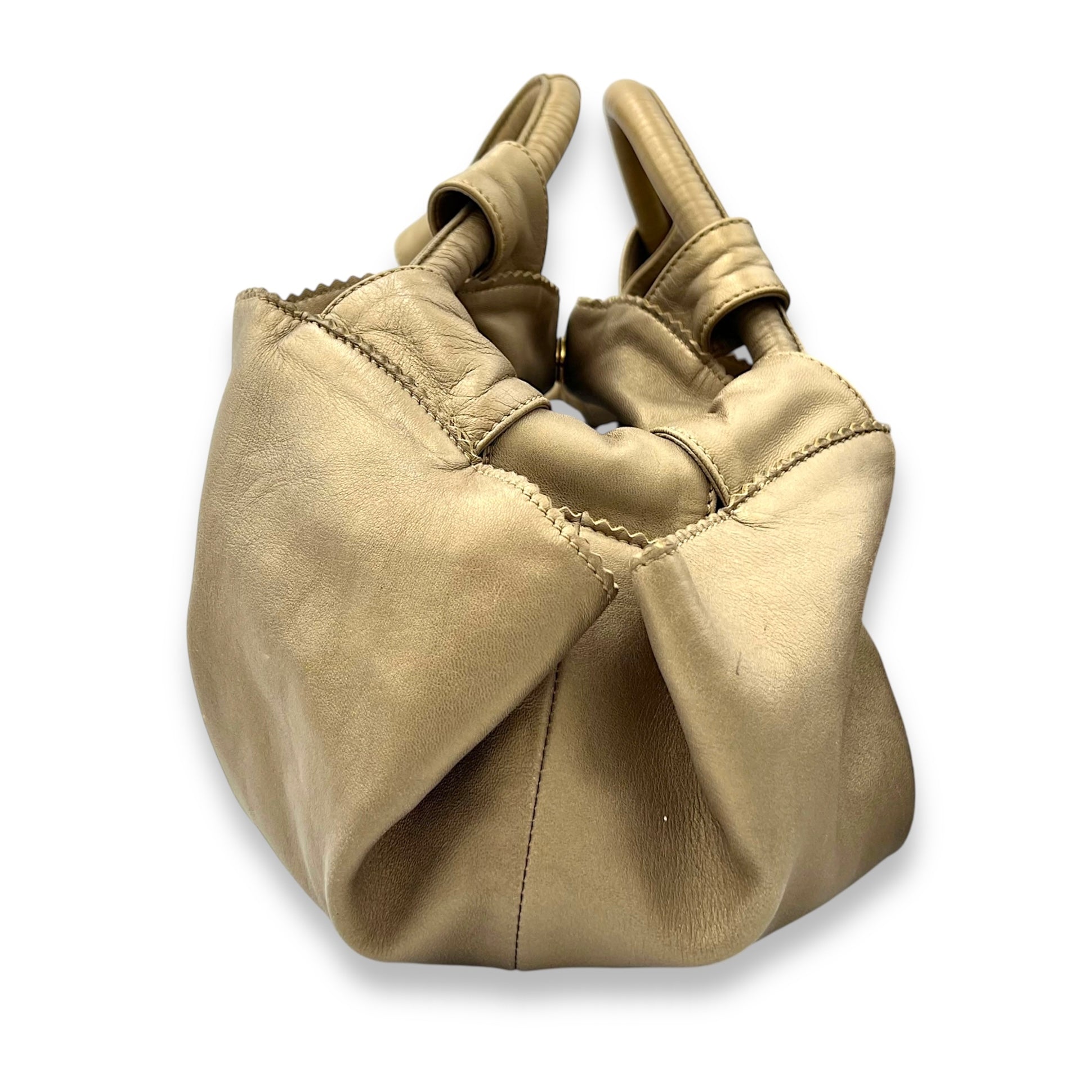 Aire Beige Top Handle Bag in Nappa Leather, Gold hardware - Image 5