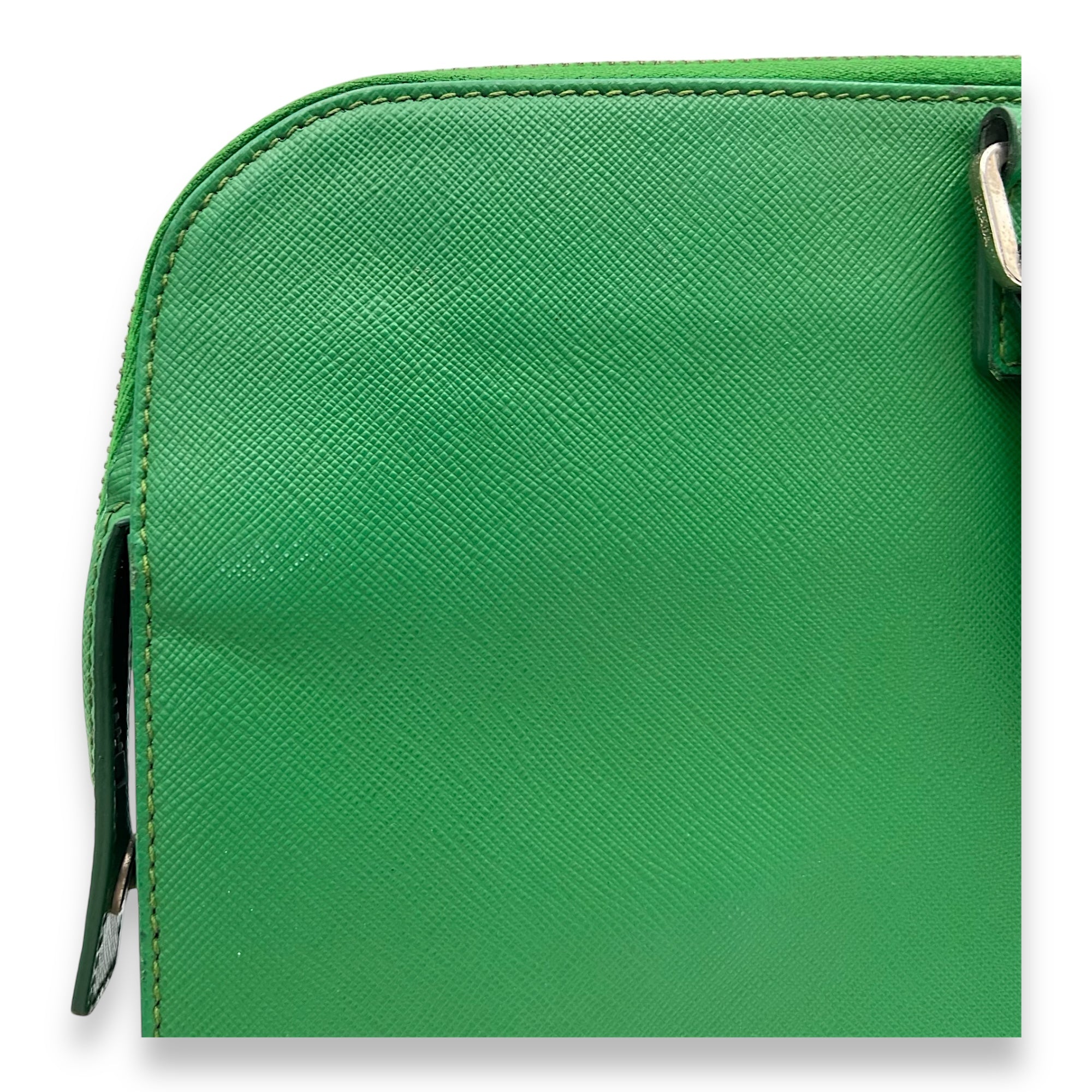 Logo Briefcase Green in Saffiano Leather, Silver hardware - Image 11