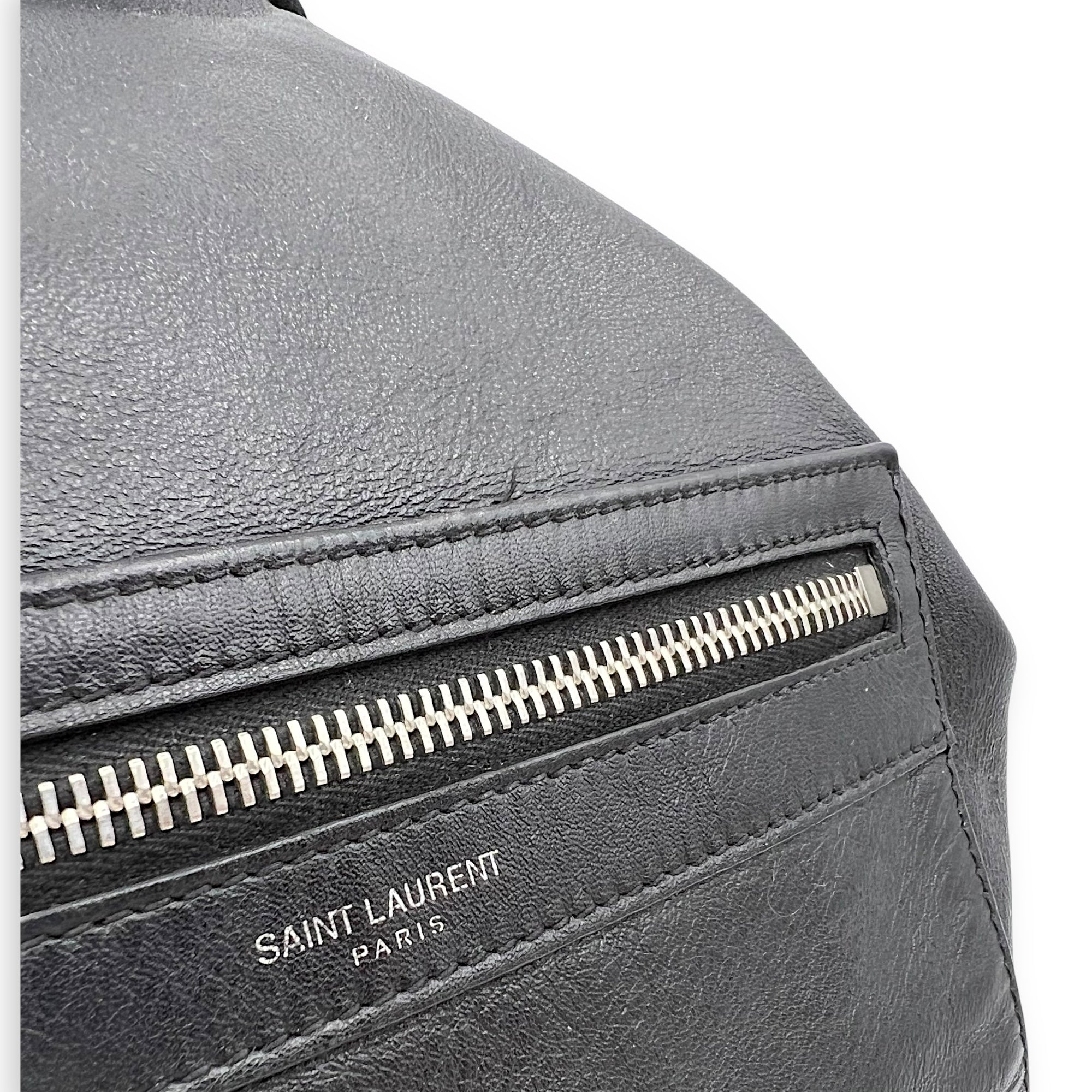 Logo Backpack Black in Calfskin, Silver hardware - Image 10