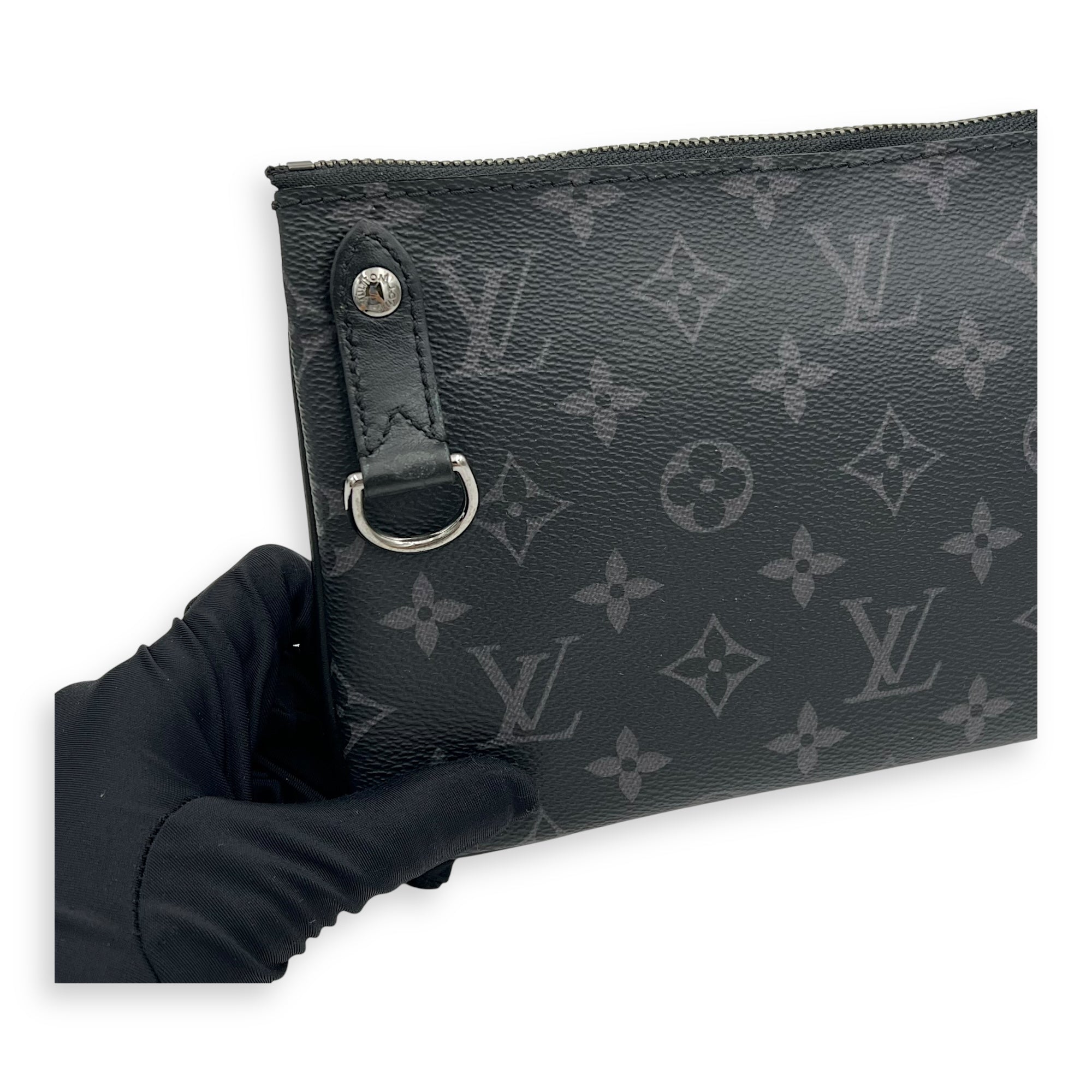 Trio Messenger Grey in Monogram Coated Canvas, Silver hardware - Image 10